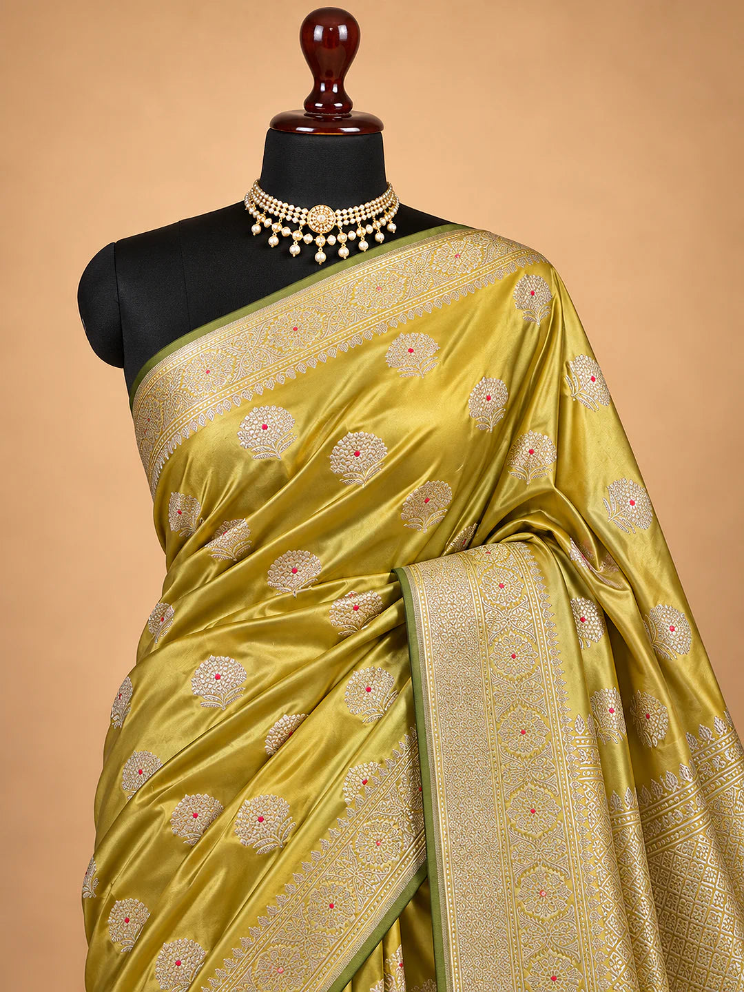 Lemon Bloom — Mashru Silk Banarasi Saree in Lemon Yellow