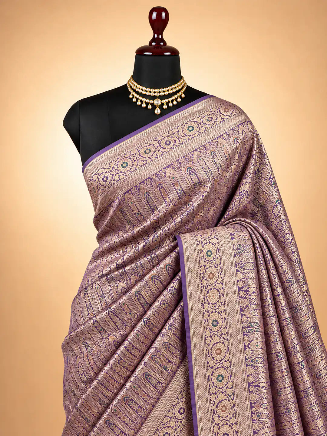 Violet Palace Tapestry — Pure Katan Silk Brocade Tilfi Meena Alowar Banarasi Saree
