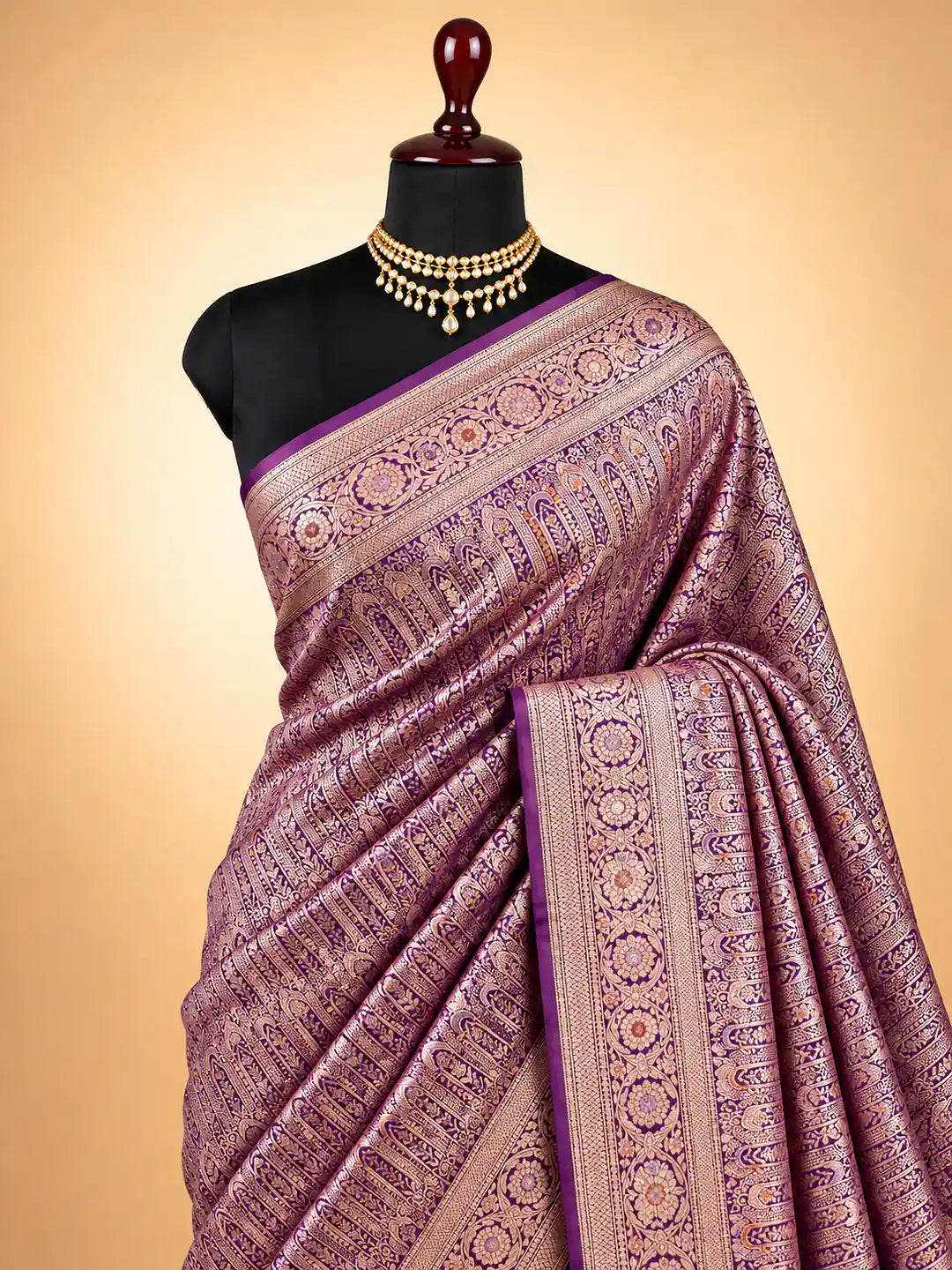 Amethyst Archways — Pure Katan Silk Brocade Tilfi Meena Alowar Banarasi Saree in Deep Purple