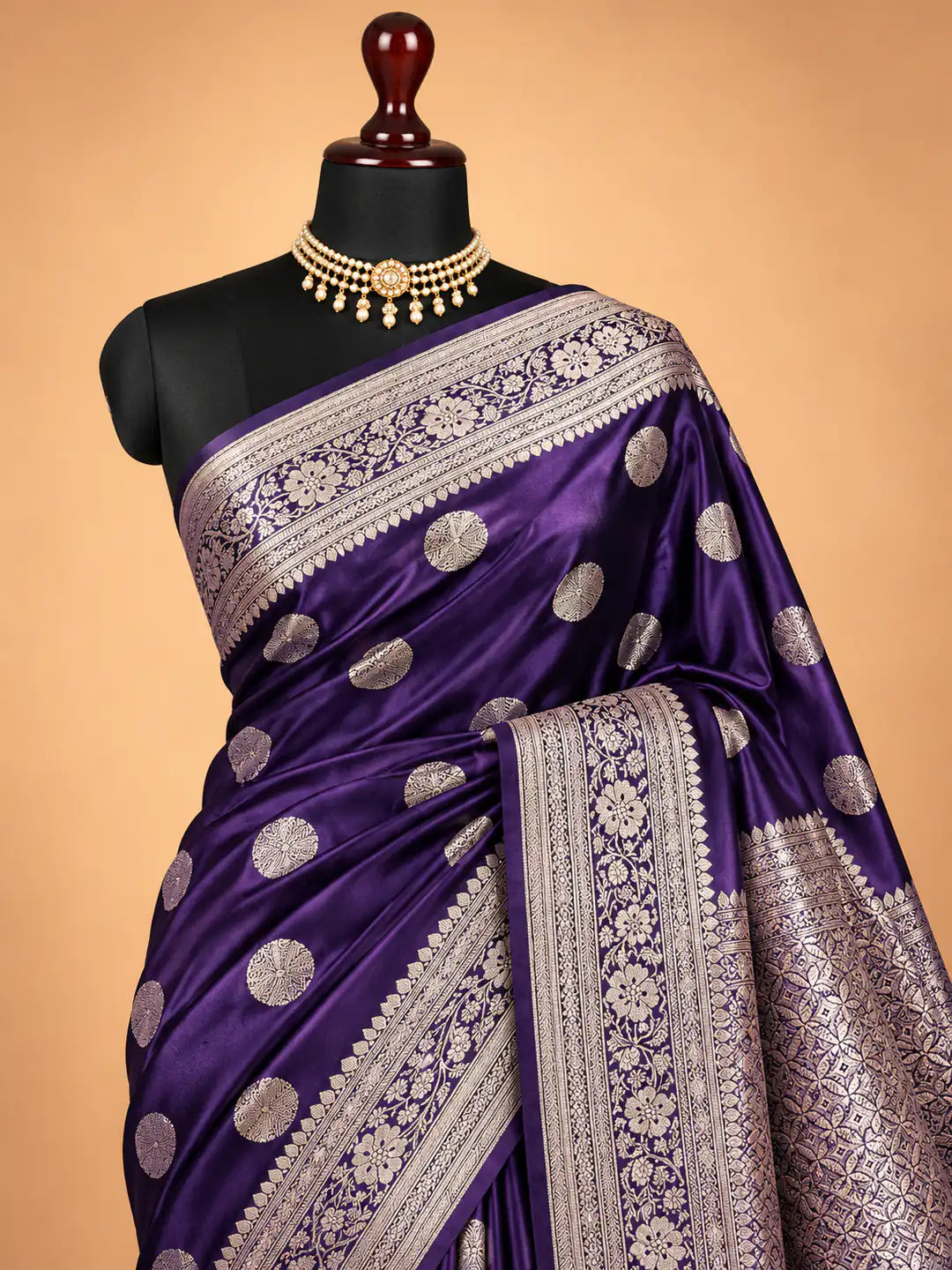 Violet Constellation — Mashru Silk Saree in Deep Purple