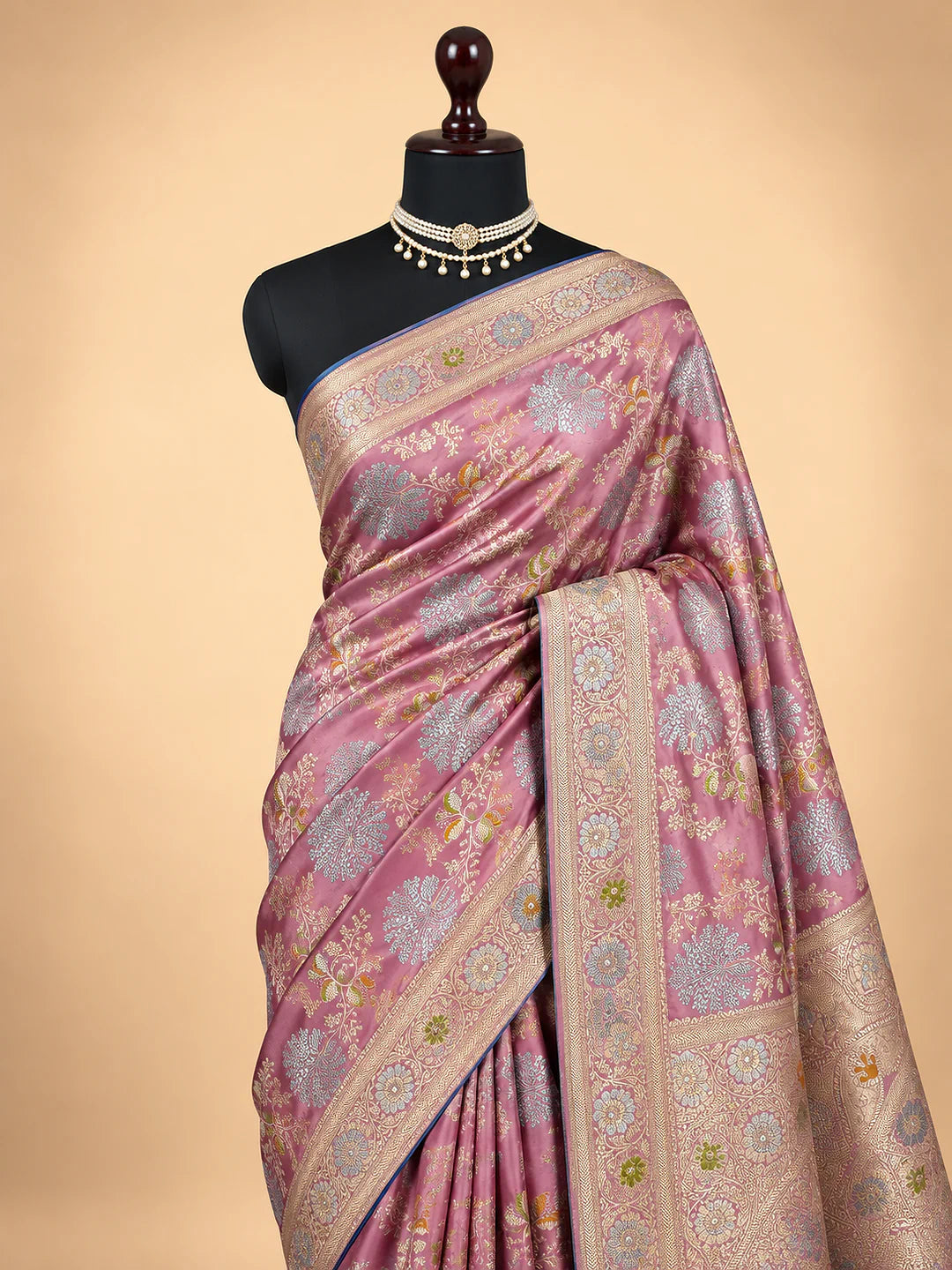 Mauve Moonlight — Mashru Silk Banarasi Saree in Mauve Pink
