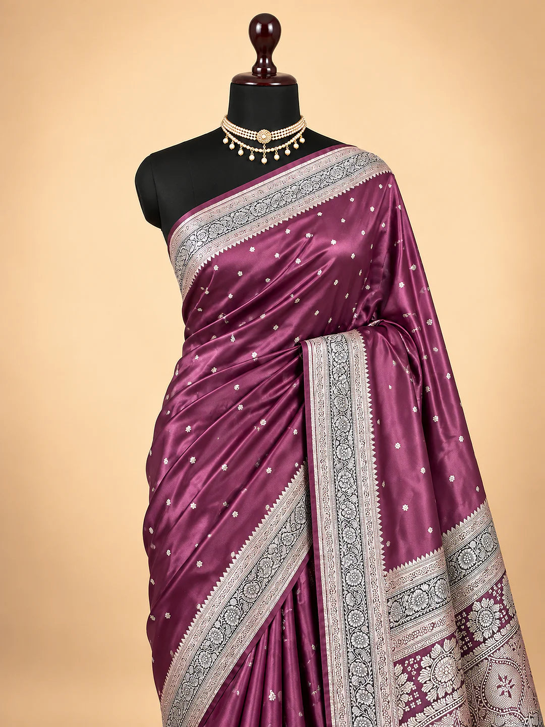 Moonlit Plum — Mashru Silk Banarasi Saree in Plum Purple