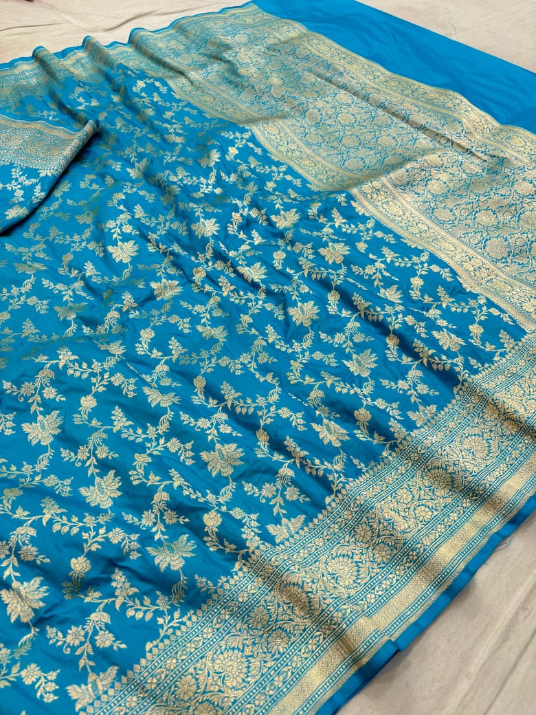 Pure Katan Silk Banarasi Saree with Jaal Work