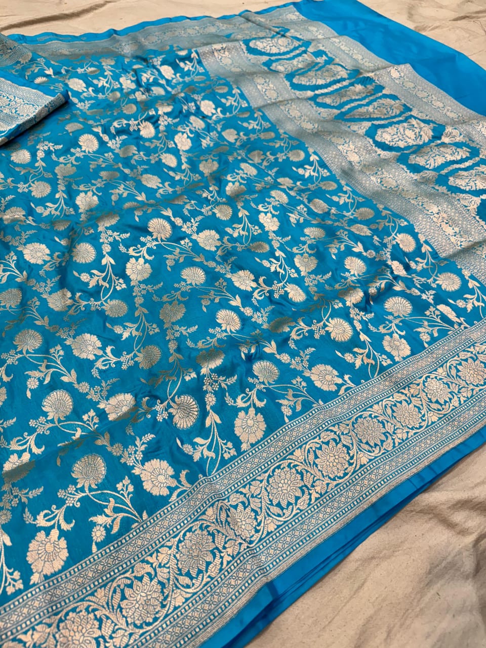 Pure Katan Silk Banarasi Saree with Jaal Work