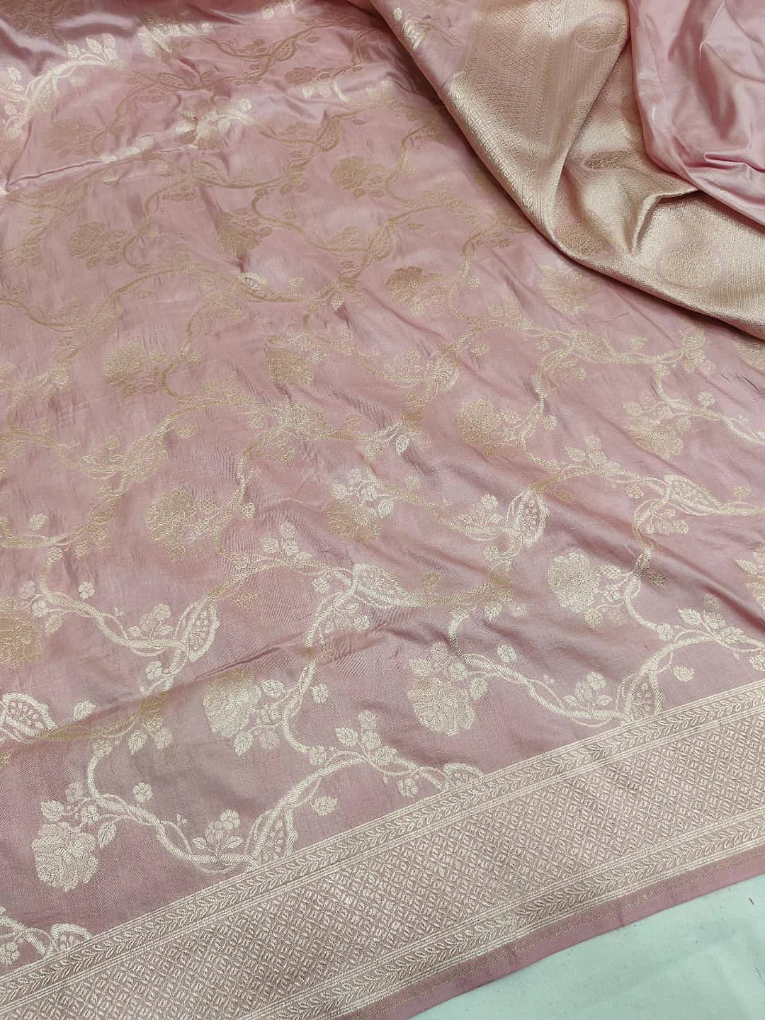 Golden Circles — Pure Katan Silk Banarasi Saree in Deep Orange