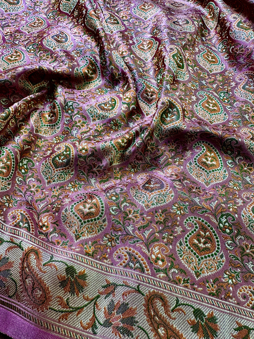 Rose Pink Pure Banarasi Handloom Jamawar Tanchui Kadhwa Interlocked Weaved Saree