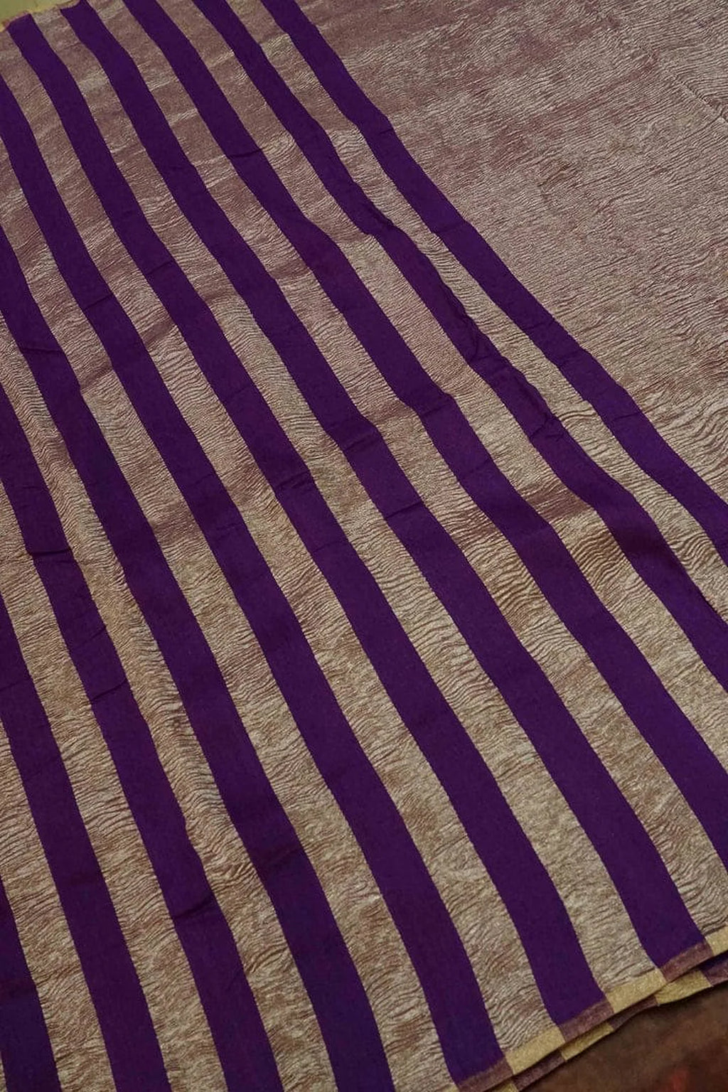 Pure Moonga Silk Banarasi Saree | Zari Strips Woven Luxury Silk Saree