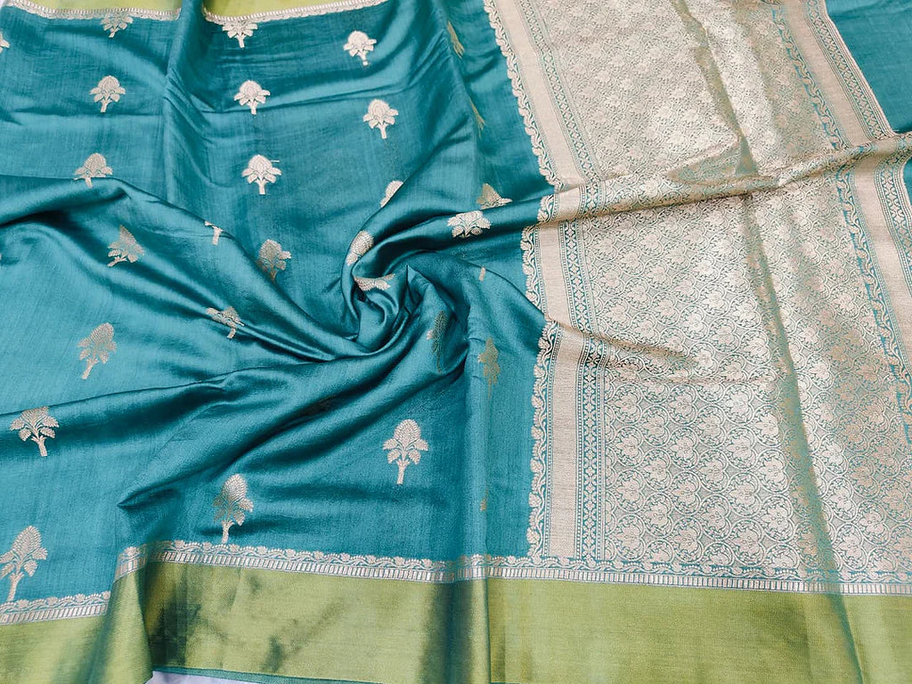 Pure Chiniya Silk Banarasi Saree with Satin Border | Rich Zari Border Saree from Varanasi