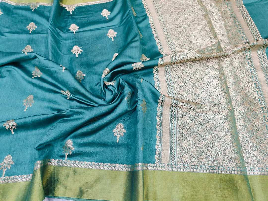 Pure Chiniya Silk Banarasi Saree with Satin Border | Rich Zari Border Saree from Varanasi