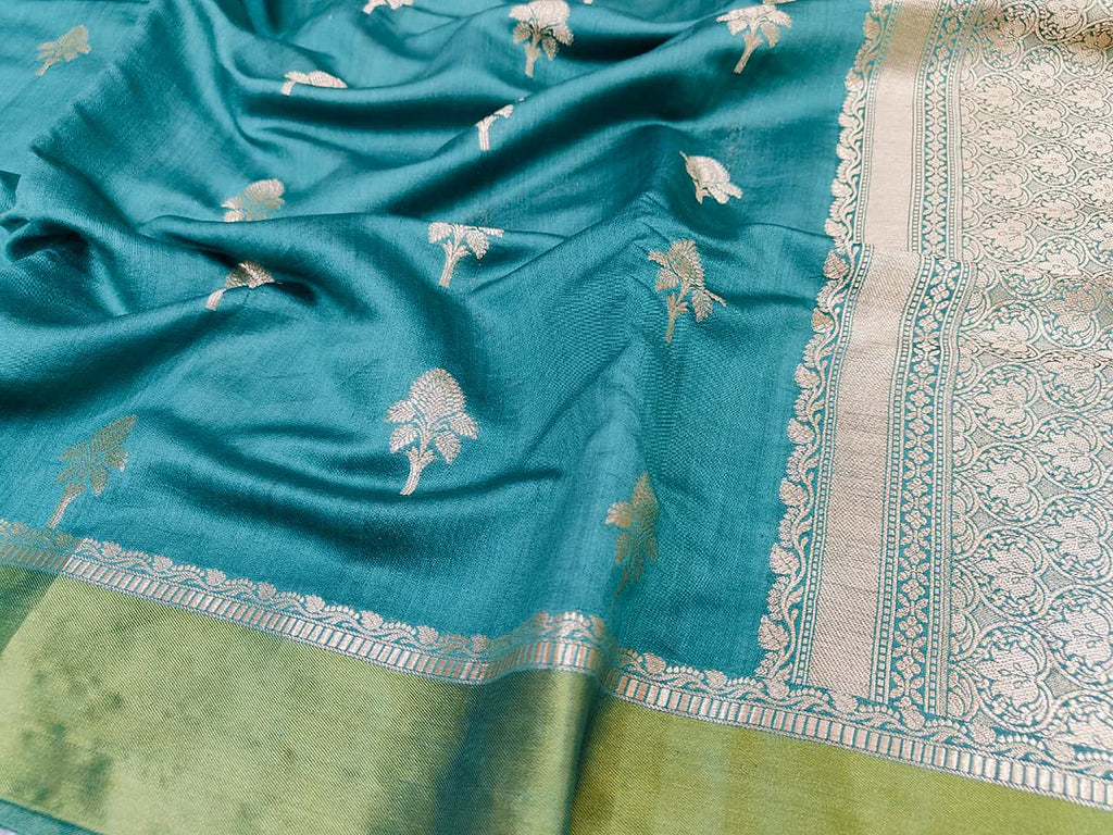 Pure Chiniya Silk Banarasi Saree with Satin Border | Rich Zari Border Saree from Varanasi
