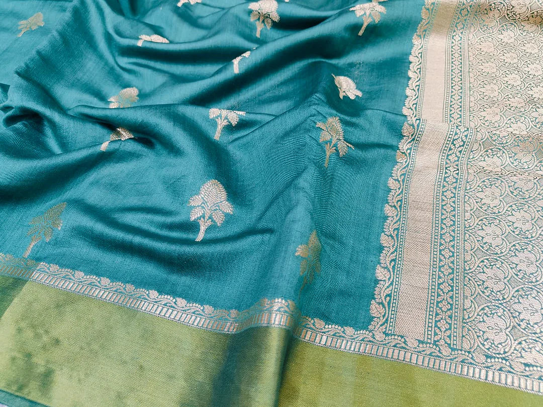Pure Chiniya Silk Banarasi Saree with Satin Border | Rich Zari Border Saree from Varanasi