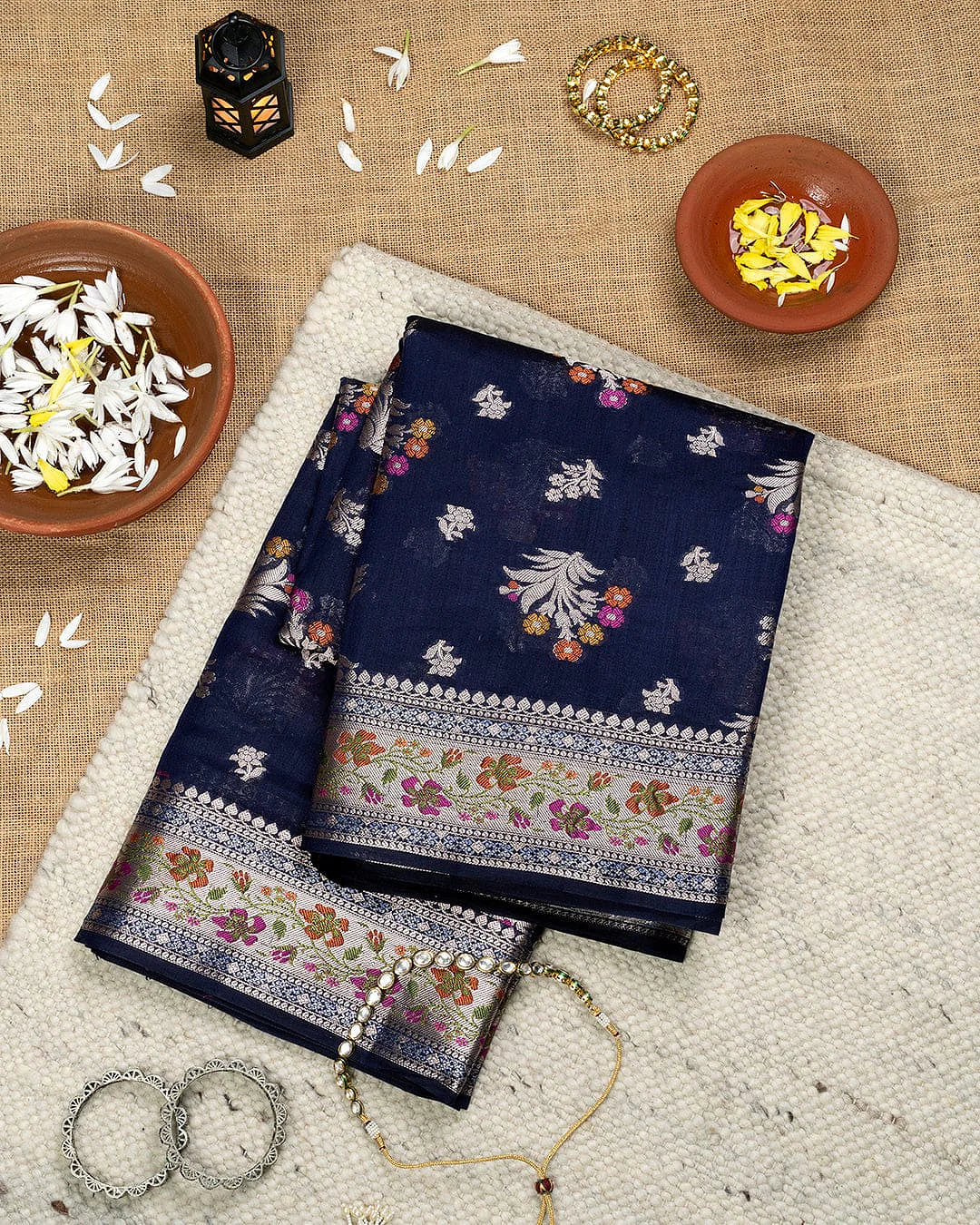 Pure Chiniya Silk Banarasi Saree | Antique Zari Jaal Woven Saree from Varanasi