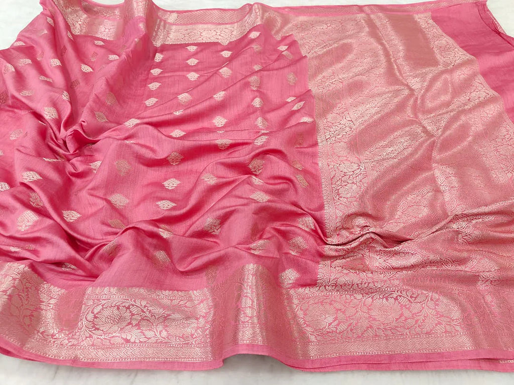 Pure Chiniya Silk Banarasi Saree | Shikargah Zari Woven Saree from Varanasi