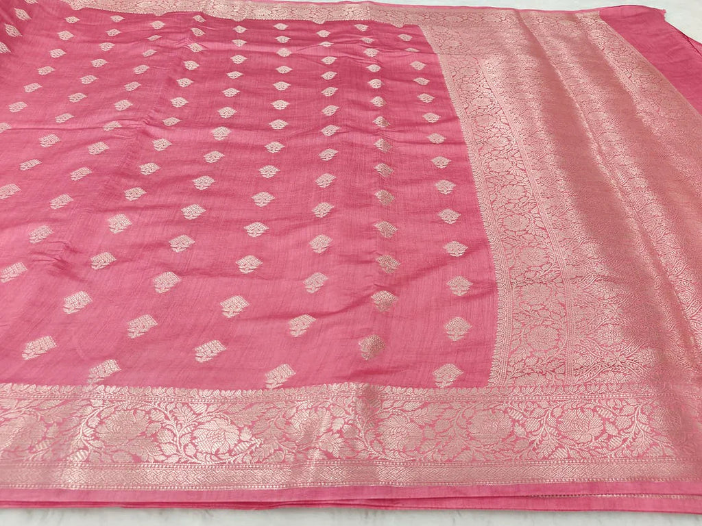 Pure Chiniya Silk Banarasi Saree | Shikargah Zari Woven Saree from Varanasi