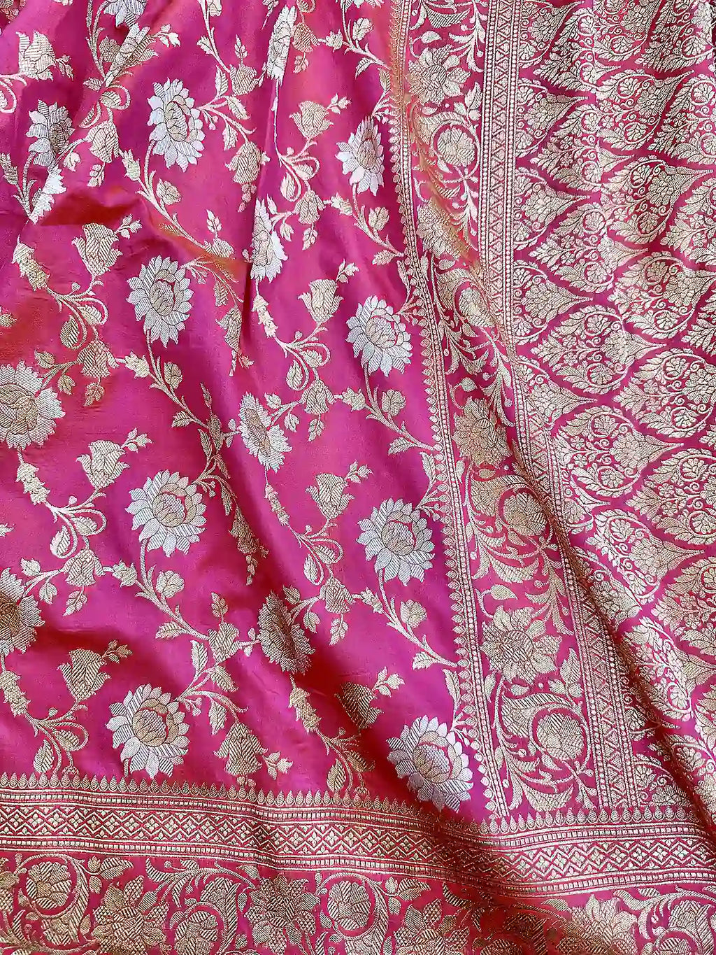 Sona Rupa Blooms on Baby Pink— Pure Katan Silk Banarasi Handloom Saree