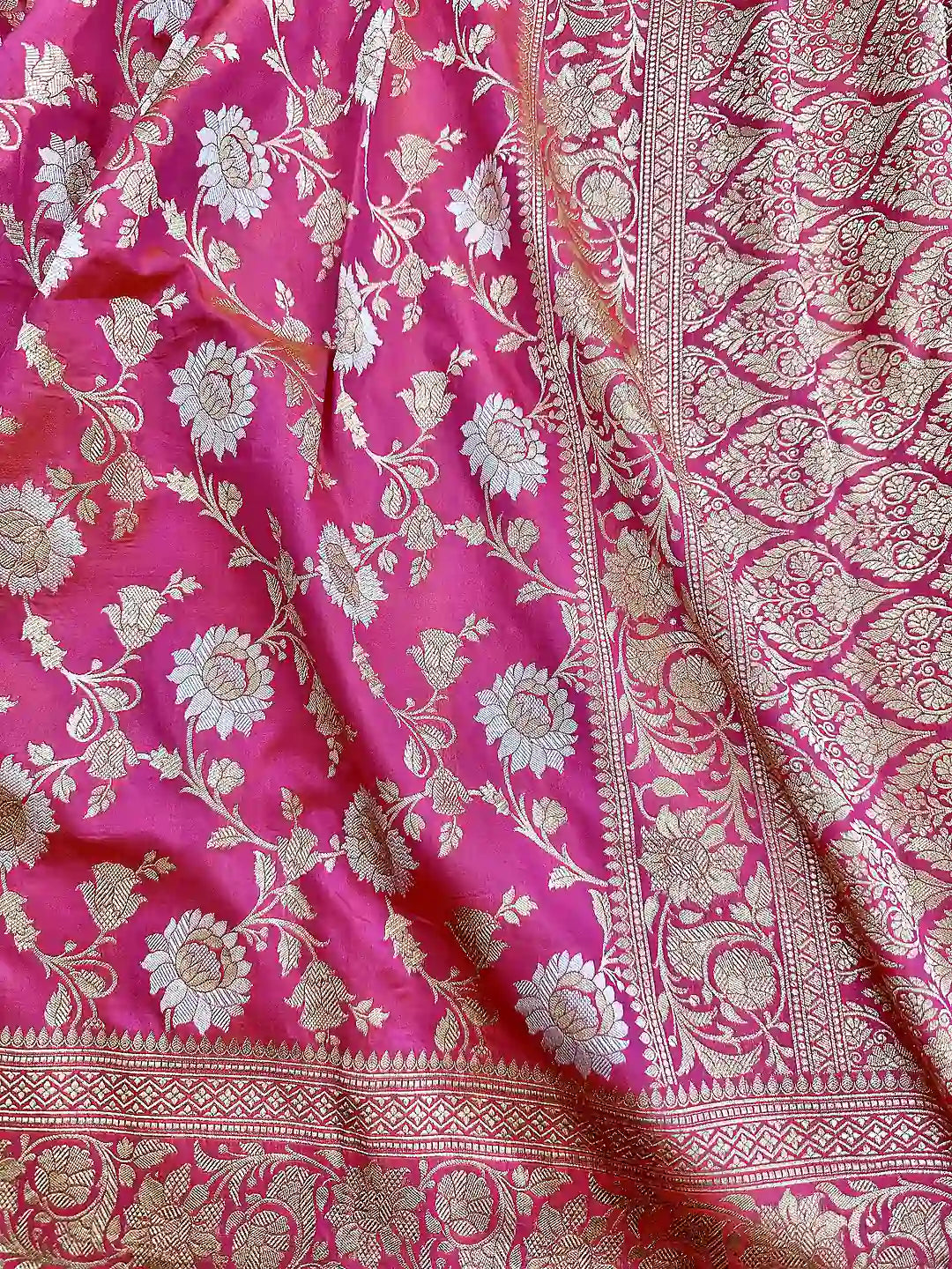 Sona Rupa Blooms on Baby Pink— Pure Katan Silk Banarasi Handloom Saree