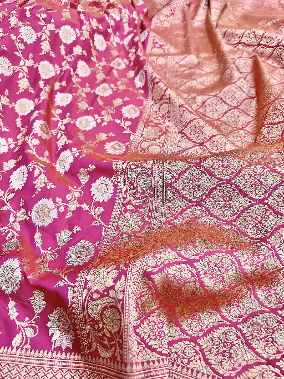 Sona Rupa Blooms on Baby Pink— Pure Katan Silk Banarasi Handloom Saree