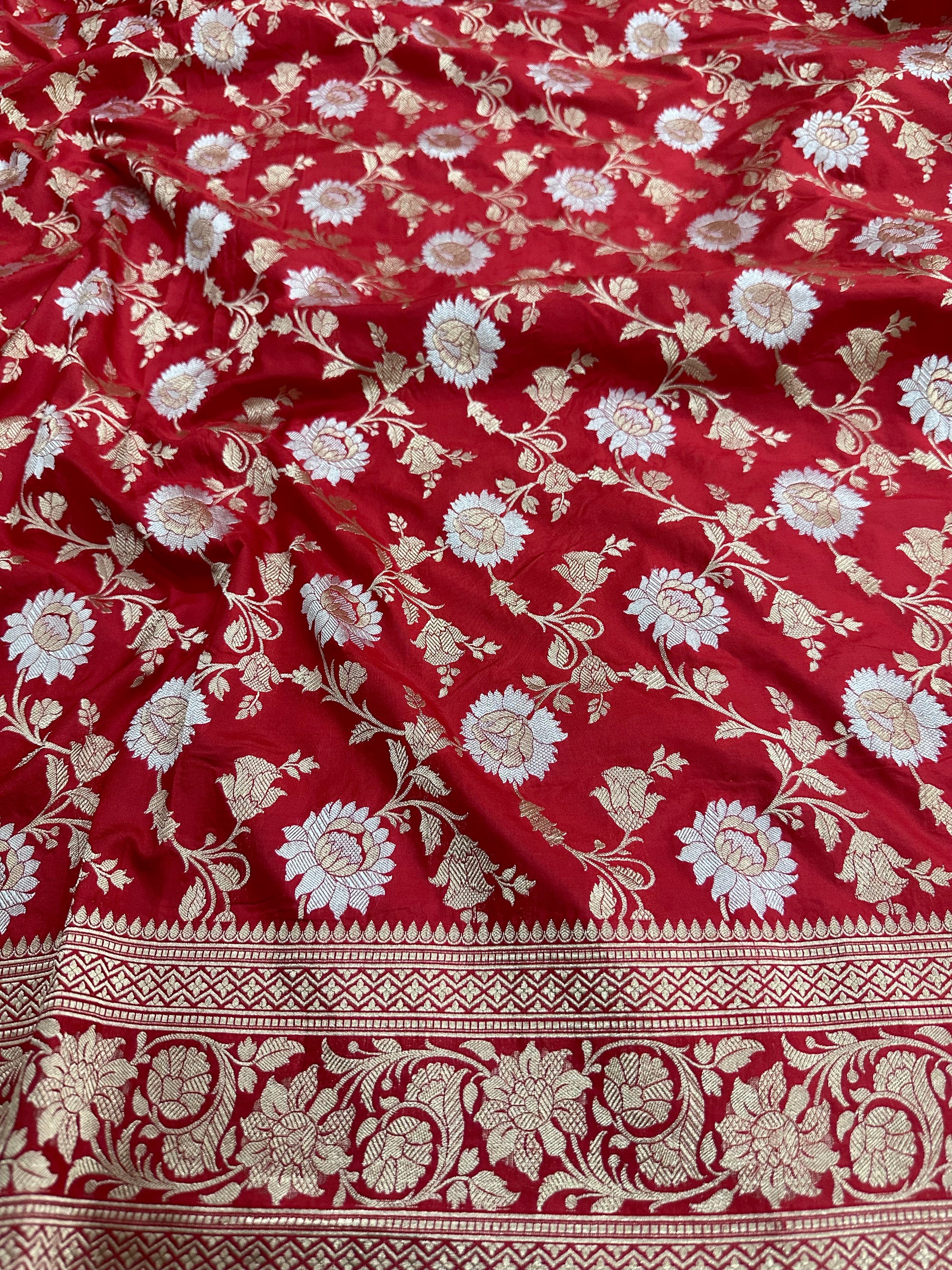 Pure Katan Silk Jangla Banarasi Saree with Sona Rupa Zari – Handloom Luxury with Gold & Silver Weave