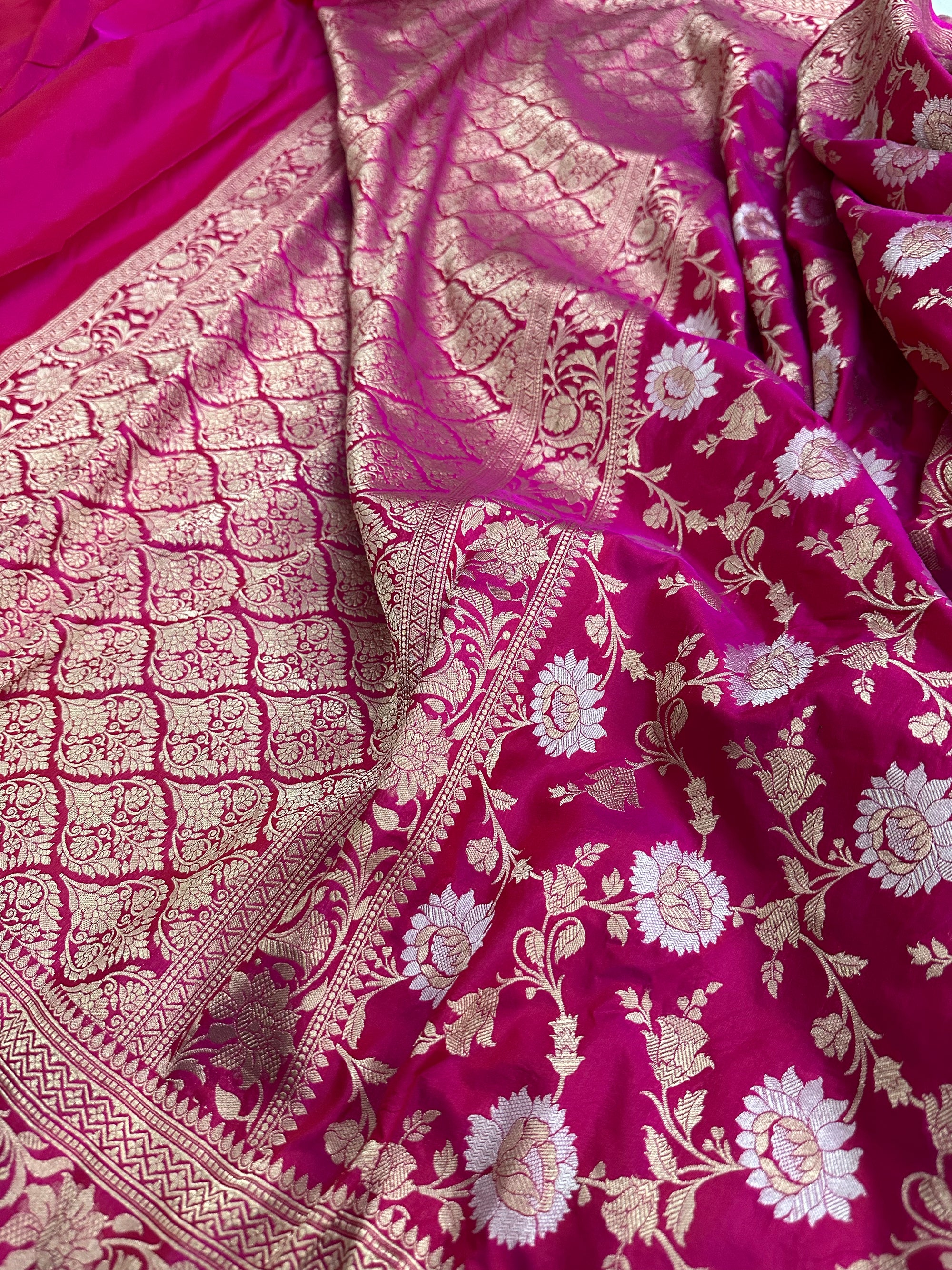 Pure Katan Silk Jangla Banarasi Saree with Sona Rupa Zari – Handloom Luxury with Gold & Silver Weave