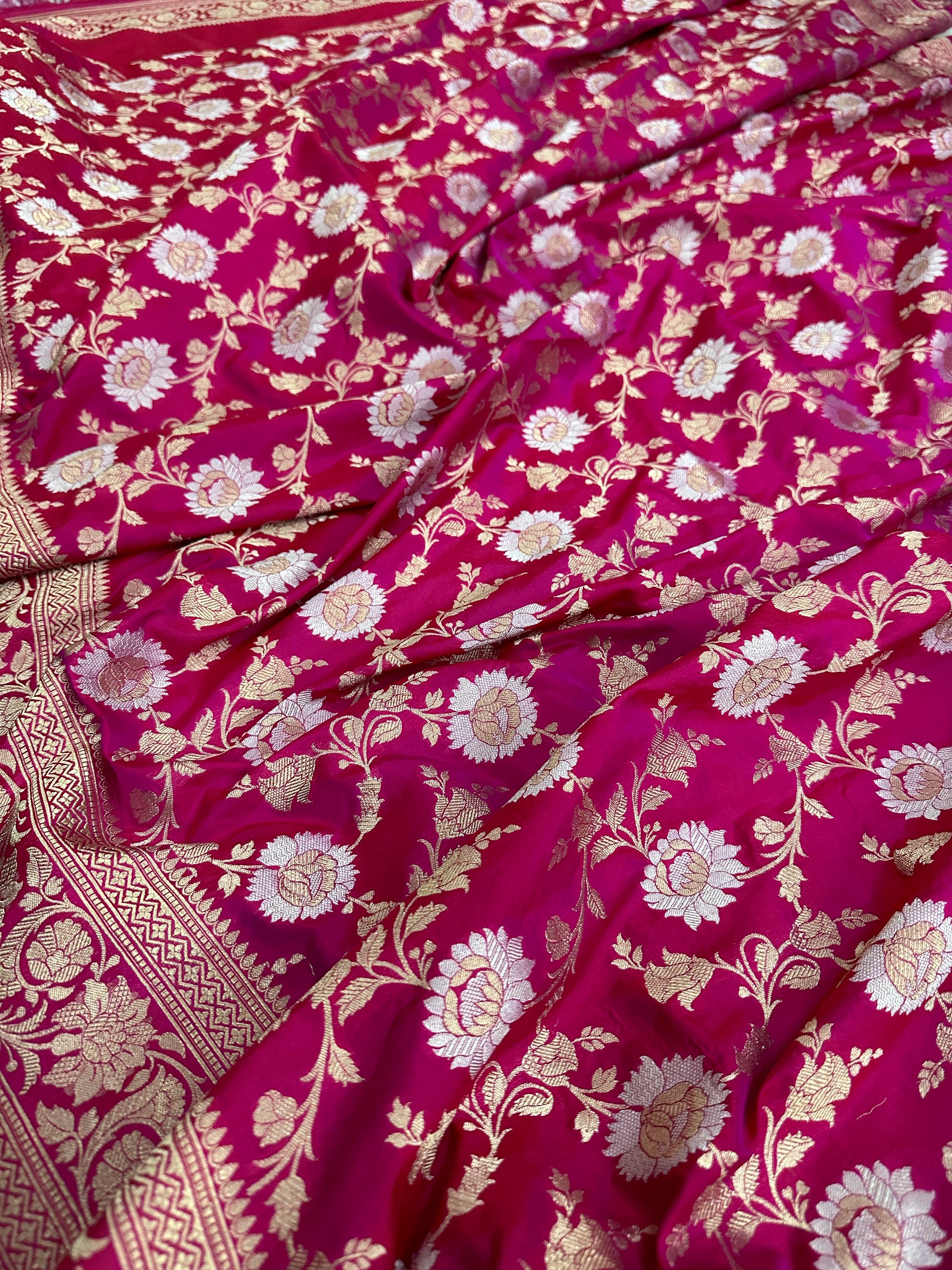 Pure Katan Silk Jangla Banarasi Saree with Sona Rupa Zari – Handloom Luxury with Gold & Silver Weave