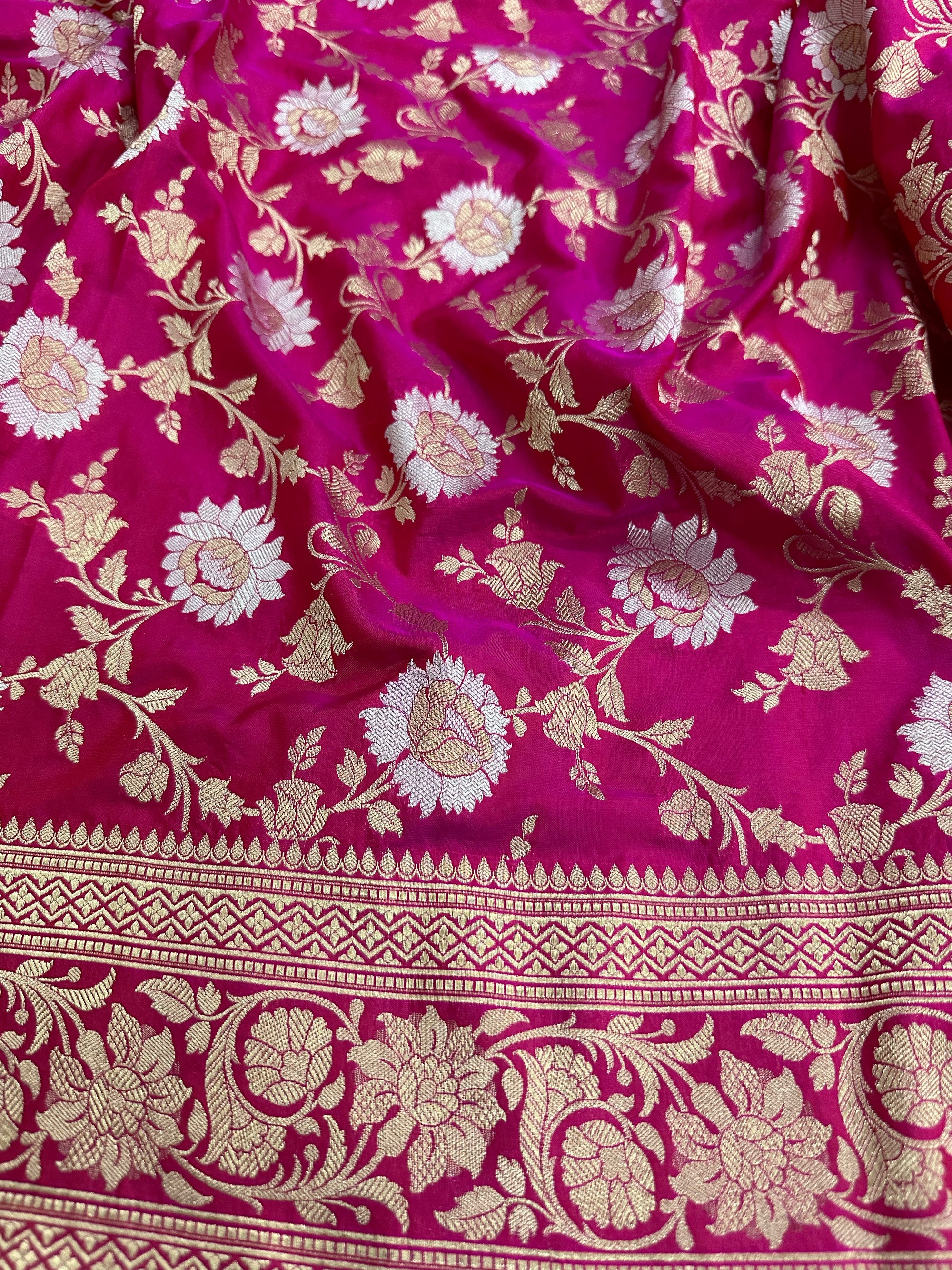 Pure Katan Silk Jangla Banarasi Saree with Sona Rupa Zari – Handloom Luxury with Gold & Silver Weave
