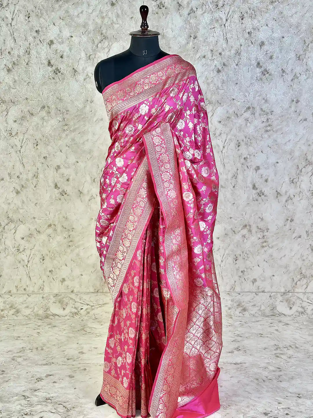 Sona Rupa Blooms on Baby Pink— Pure Katan Silk Banarasi Handloom Saree