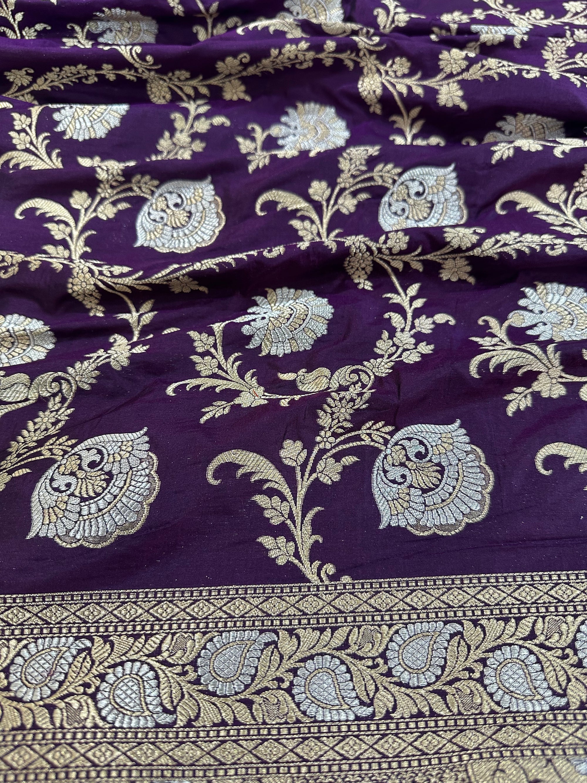 Pure Katan Silk Handloom Banarasi Saree with Sona Rupa Zari – Gold & Silver Zari Elegance from Banaras