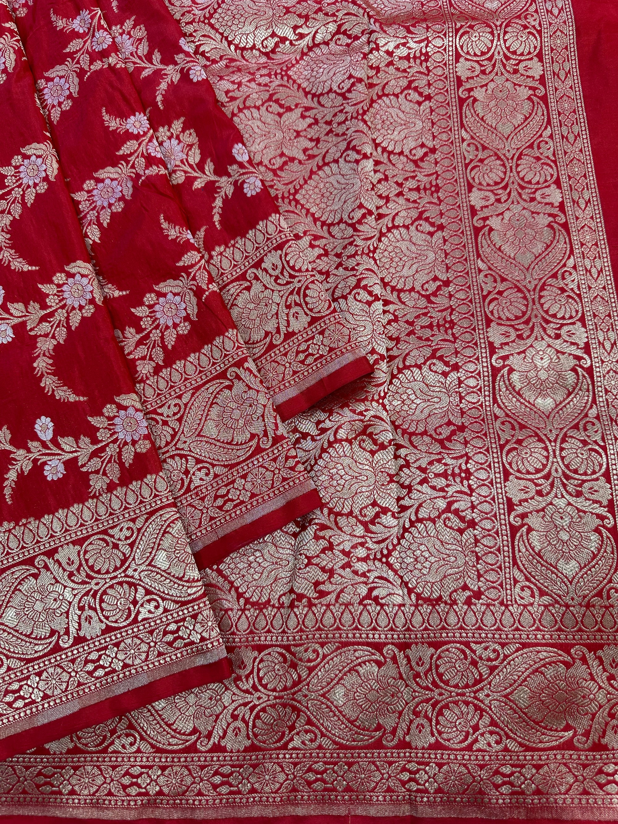Pure Katan Silk Handloom Banarasi Saree with Sona Rupa Zari – Gold & Silver Zari Elegance from Banaras