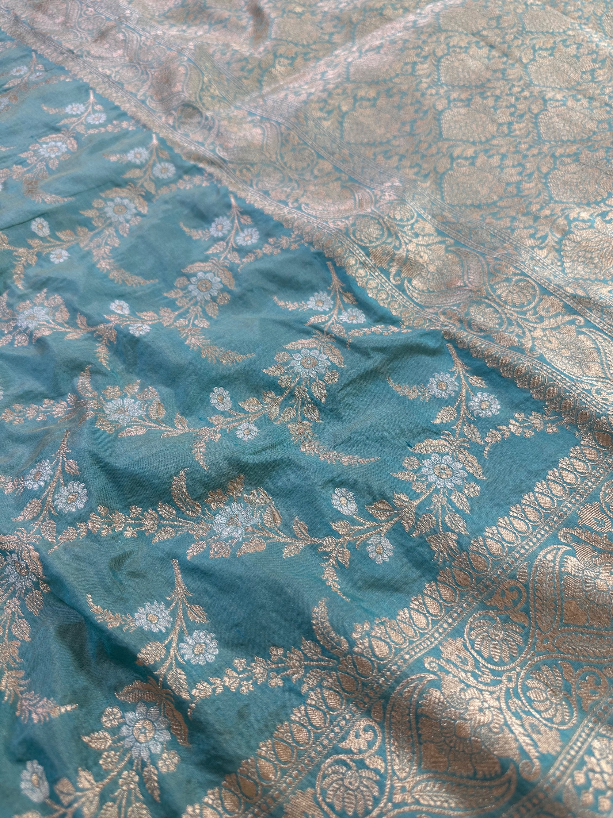 Pure Katan Silk Handloom Banarasi Saree with Sona Rupa Zari – Gold & Silver Zari Elegance from Banaras