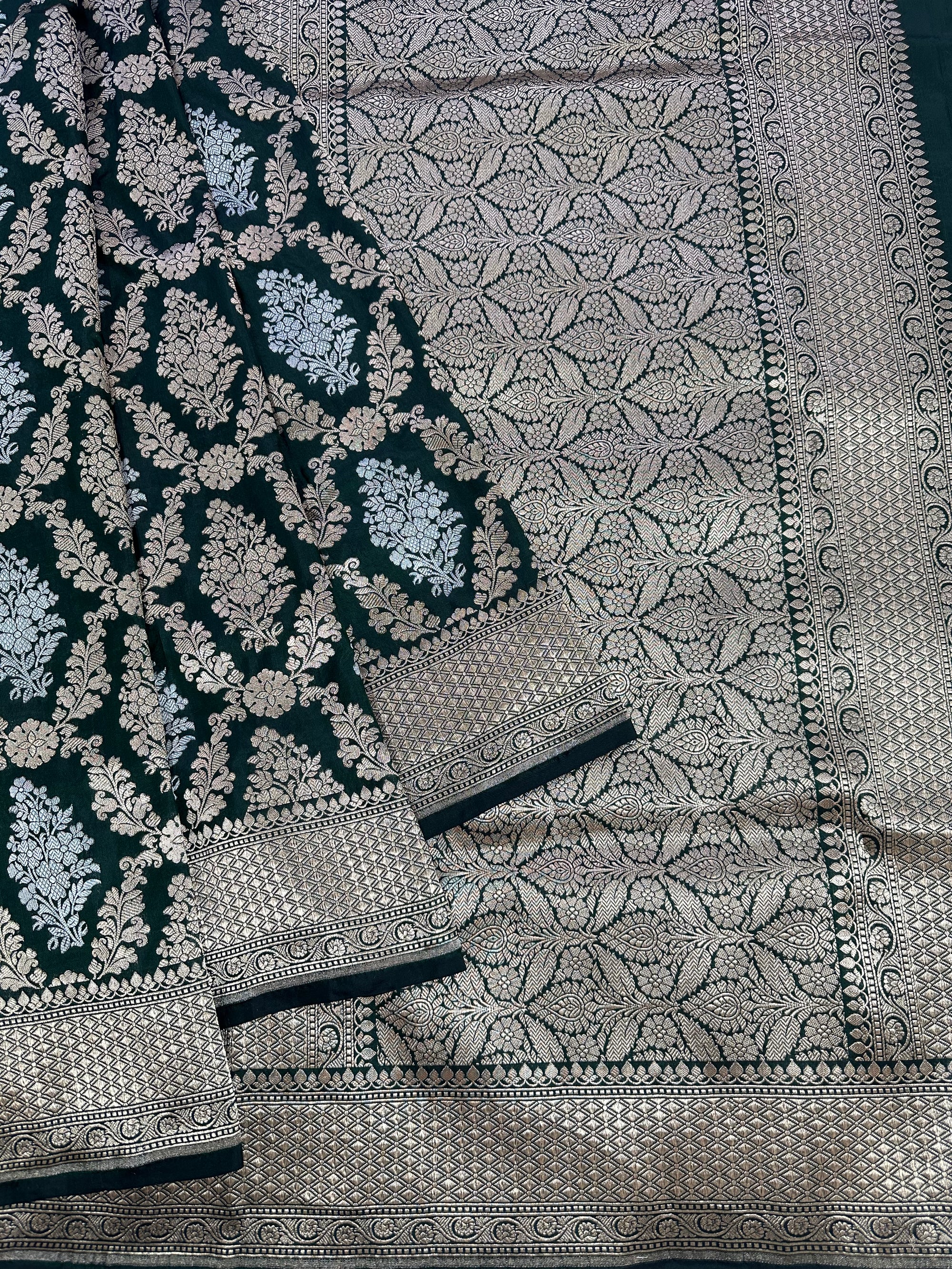 Pure Katan Silk Handloom Banarasi Saree with Sona Rupa Zari – Gold & Silver Zari Elegance from Banaras