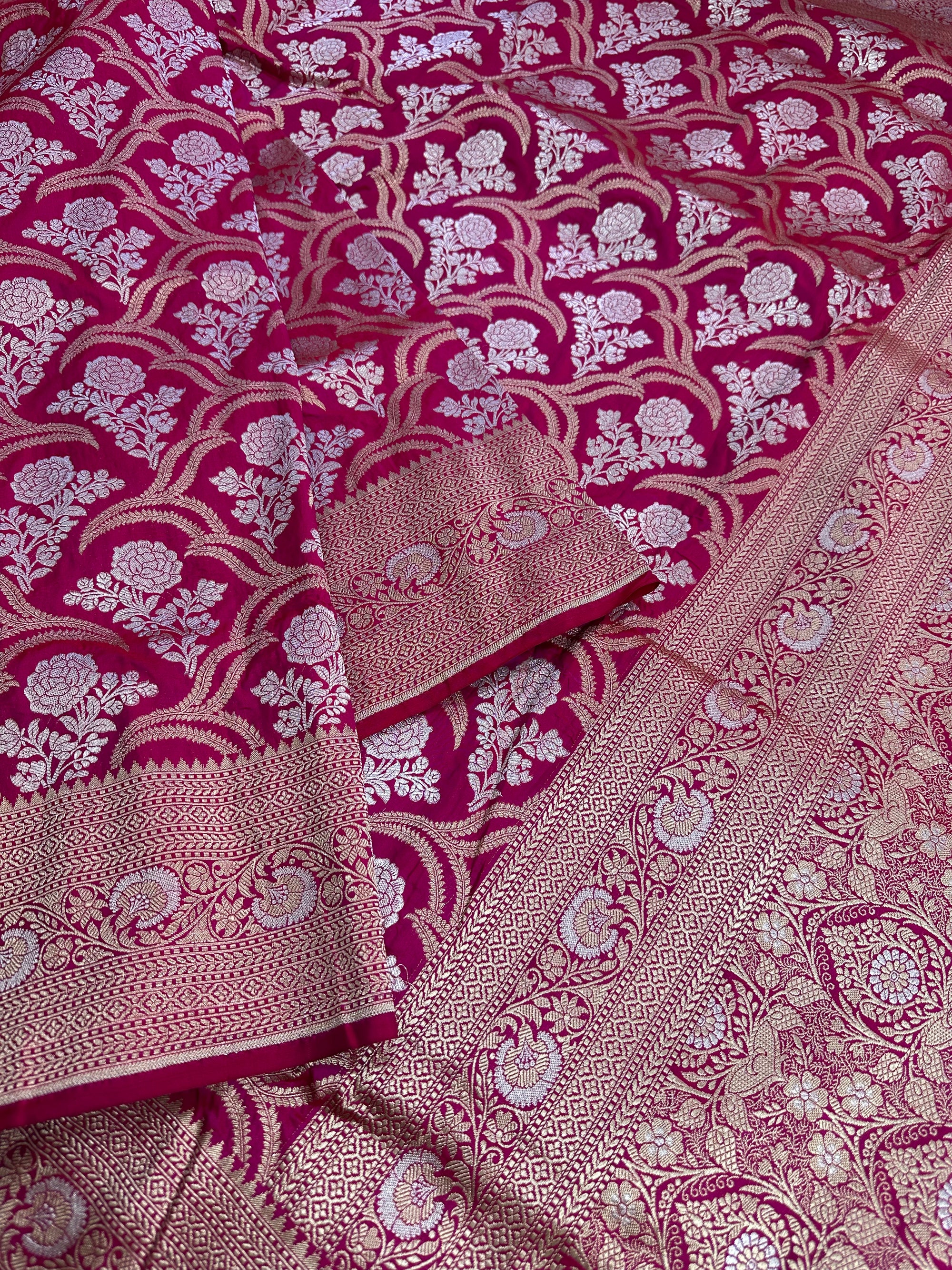 Pure Katan Silk Handloom Banarasi Saree with Sona Rupa Zari – Gold & Silver Zari Elegance from Banaras