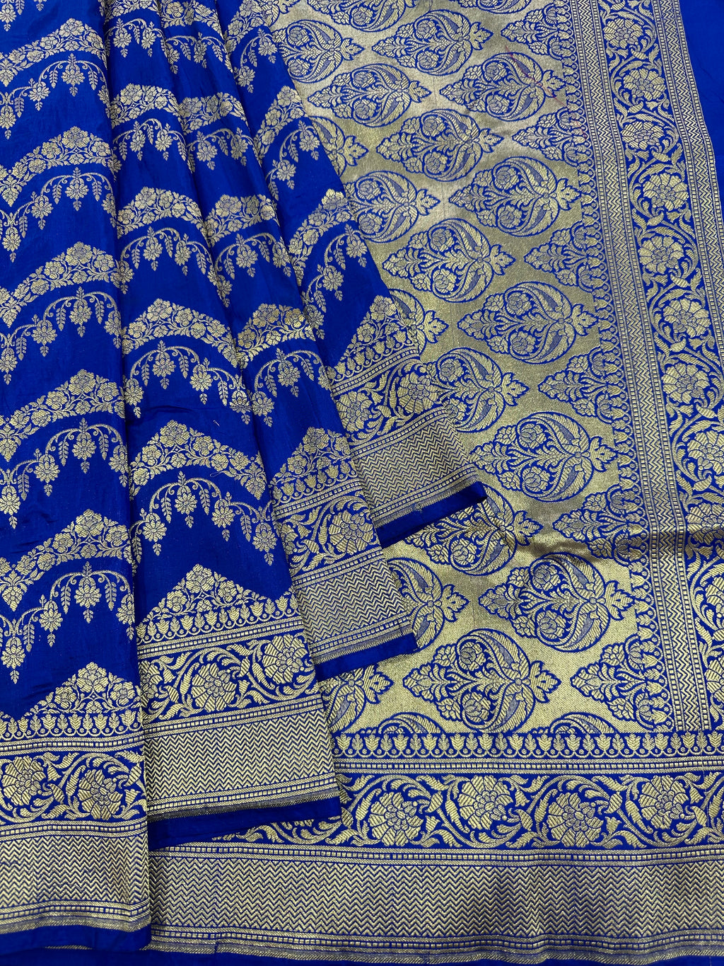 Royal Blue Pure Katan Silk Jaalwork Banarasi Saree