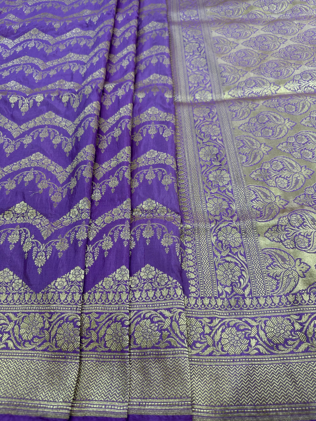 Luxurious Handloom Katan Silk Jaalwork Banarasi Saree – Soft Lavender - Katan Banaras