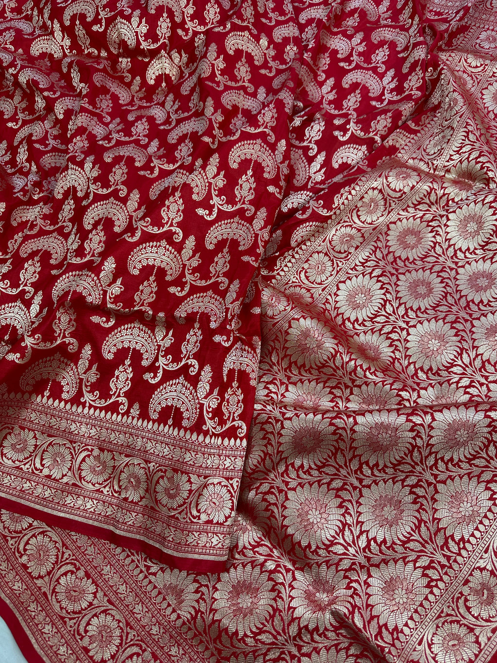 Pure Katan Silk Jaalwork Banarasi Saree with Sona Rupa Zari – Handloom Heritage in Gold & Silver Weave