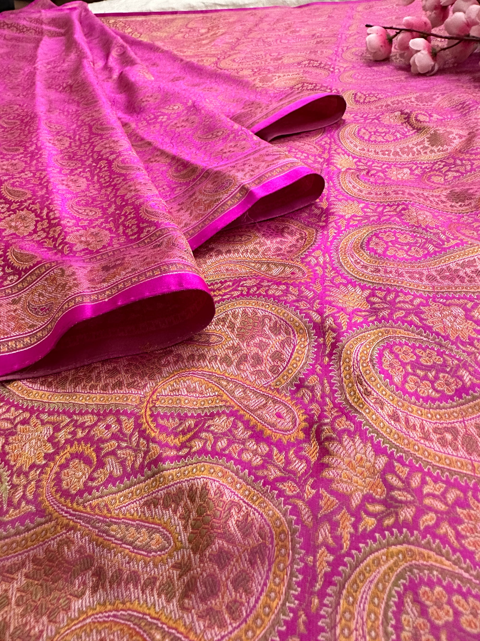 Pure Jamawar Tanchui Silk Handloom Saree – No Zari, Ultra Soft & Royal Weave | Banarasi Elegance