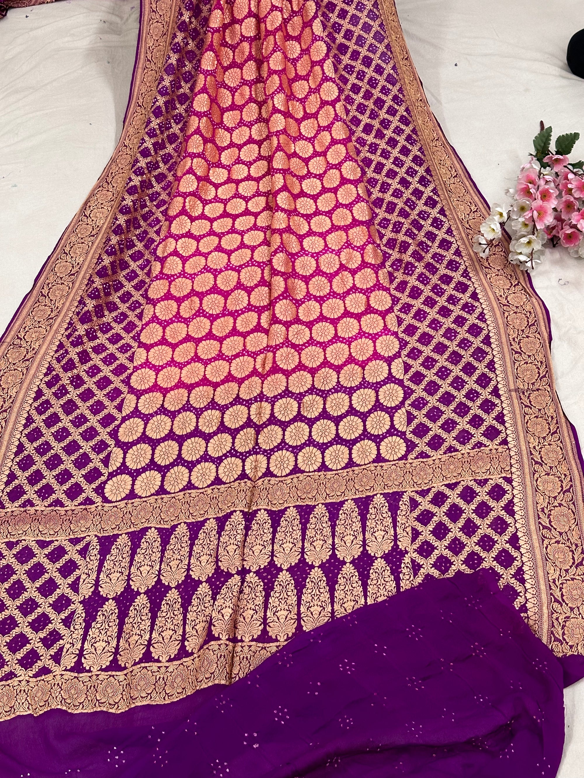 Pure Khaddi georgette Bandhani [Bandhej] Saree