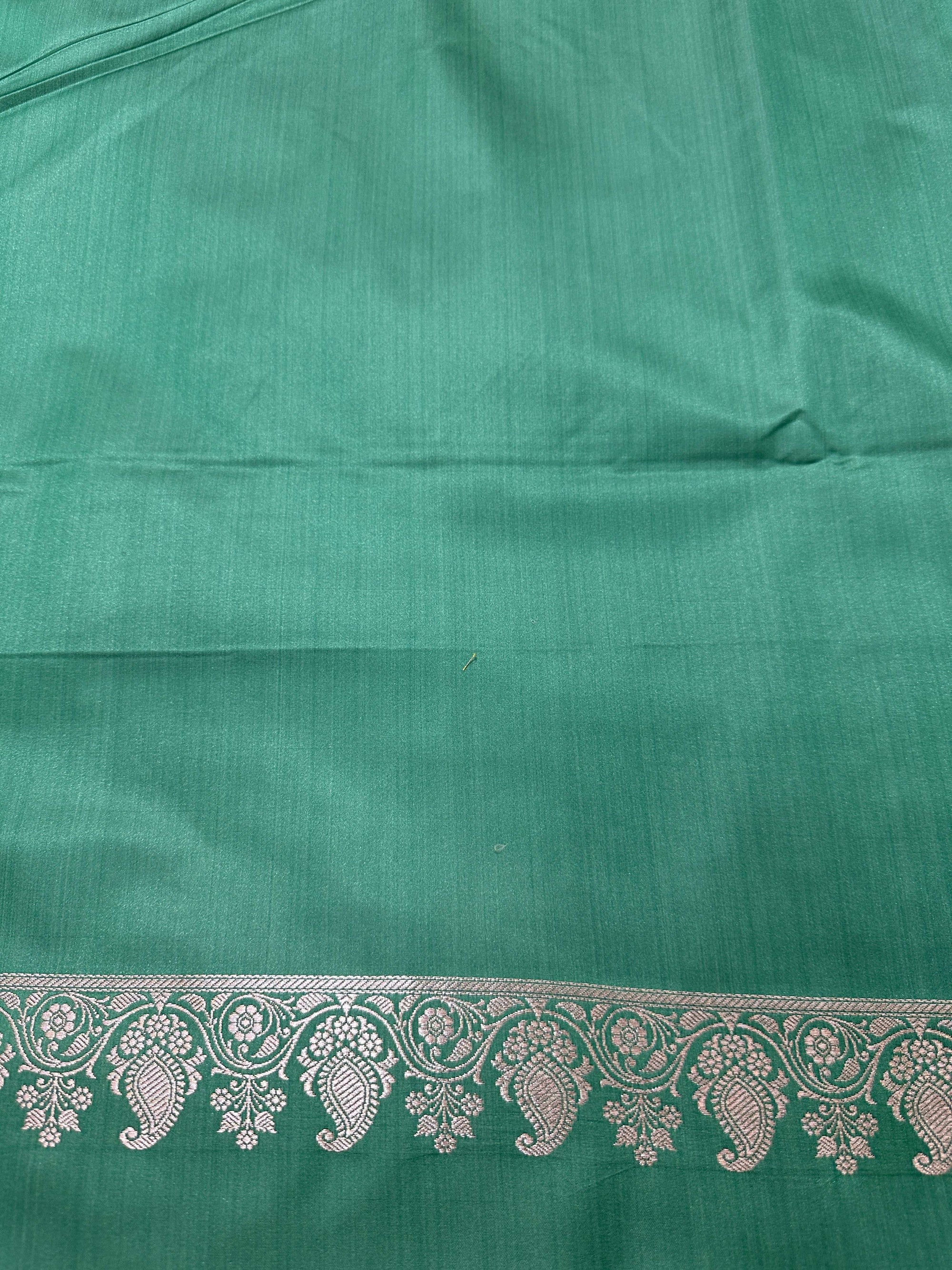 Sea Green Mashru Silk Banarasi Zari Border Brocad Aanchal Booti Saree