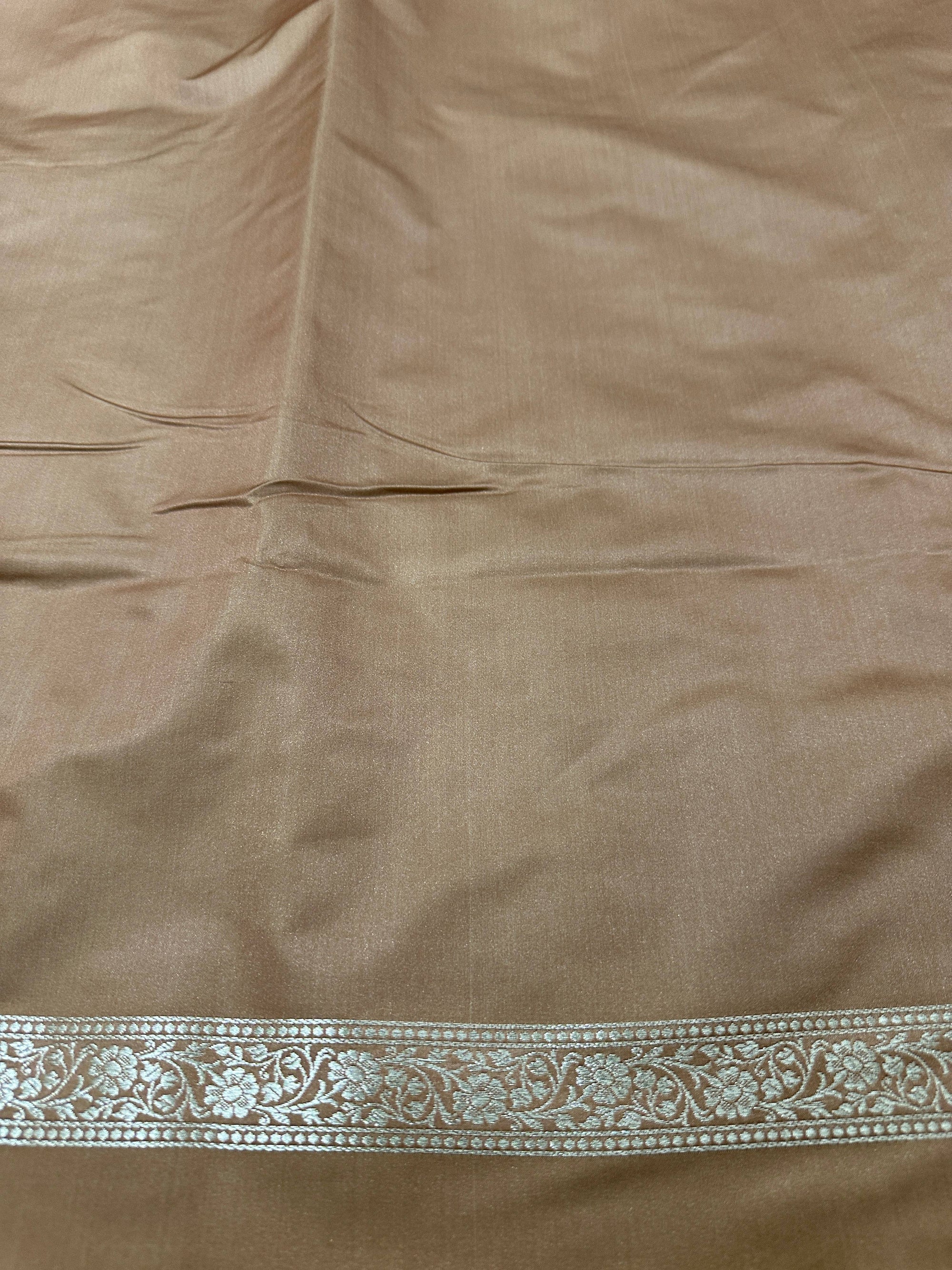 Brown Mashru Silk Zari Banarasi Border Aanchal Boota Booti Saree