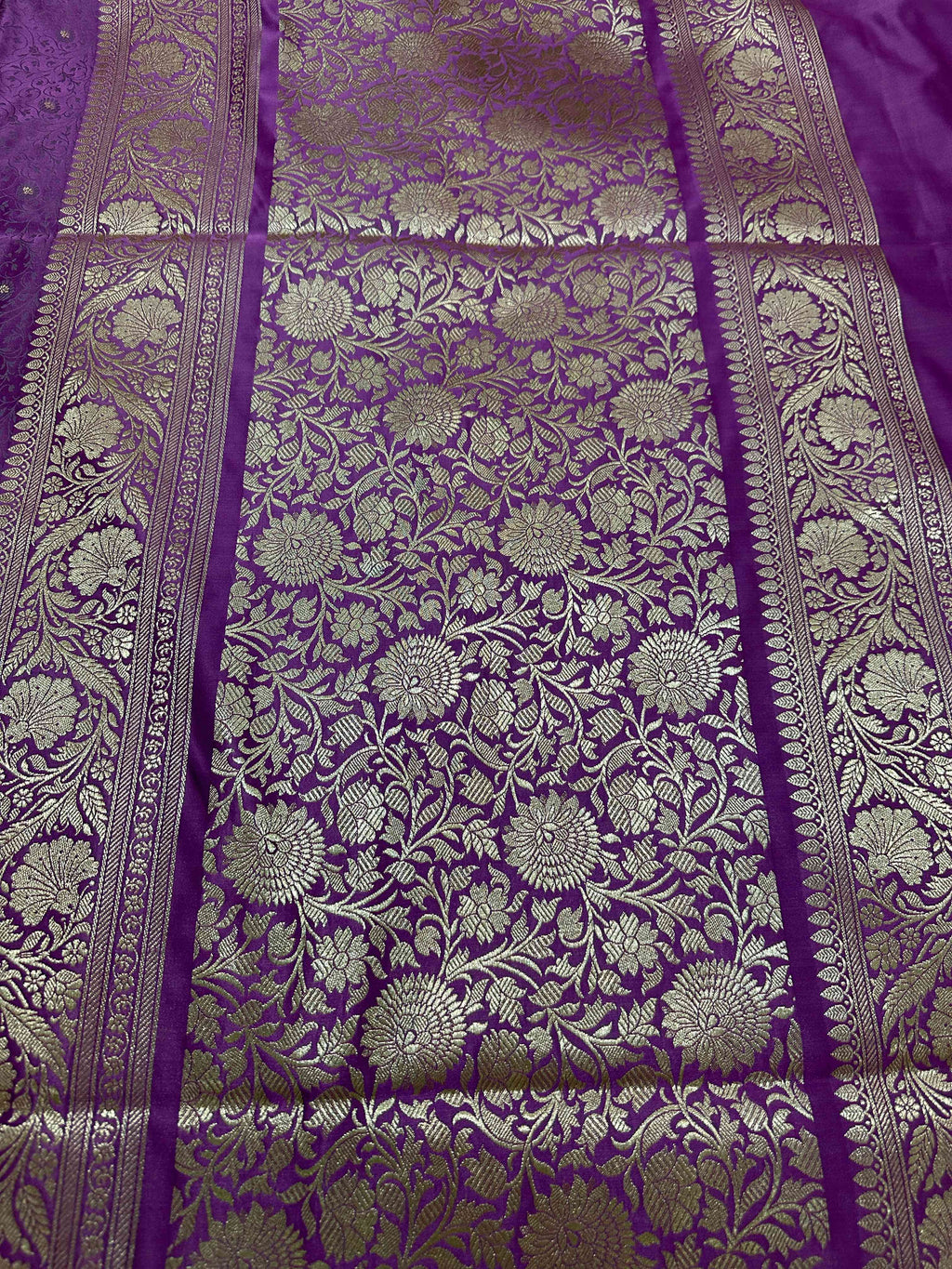 Purple Mashru Silk Tanchhoi Banarasi Zari Border Brocade Aanchal Saree