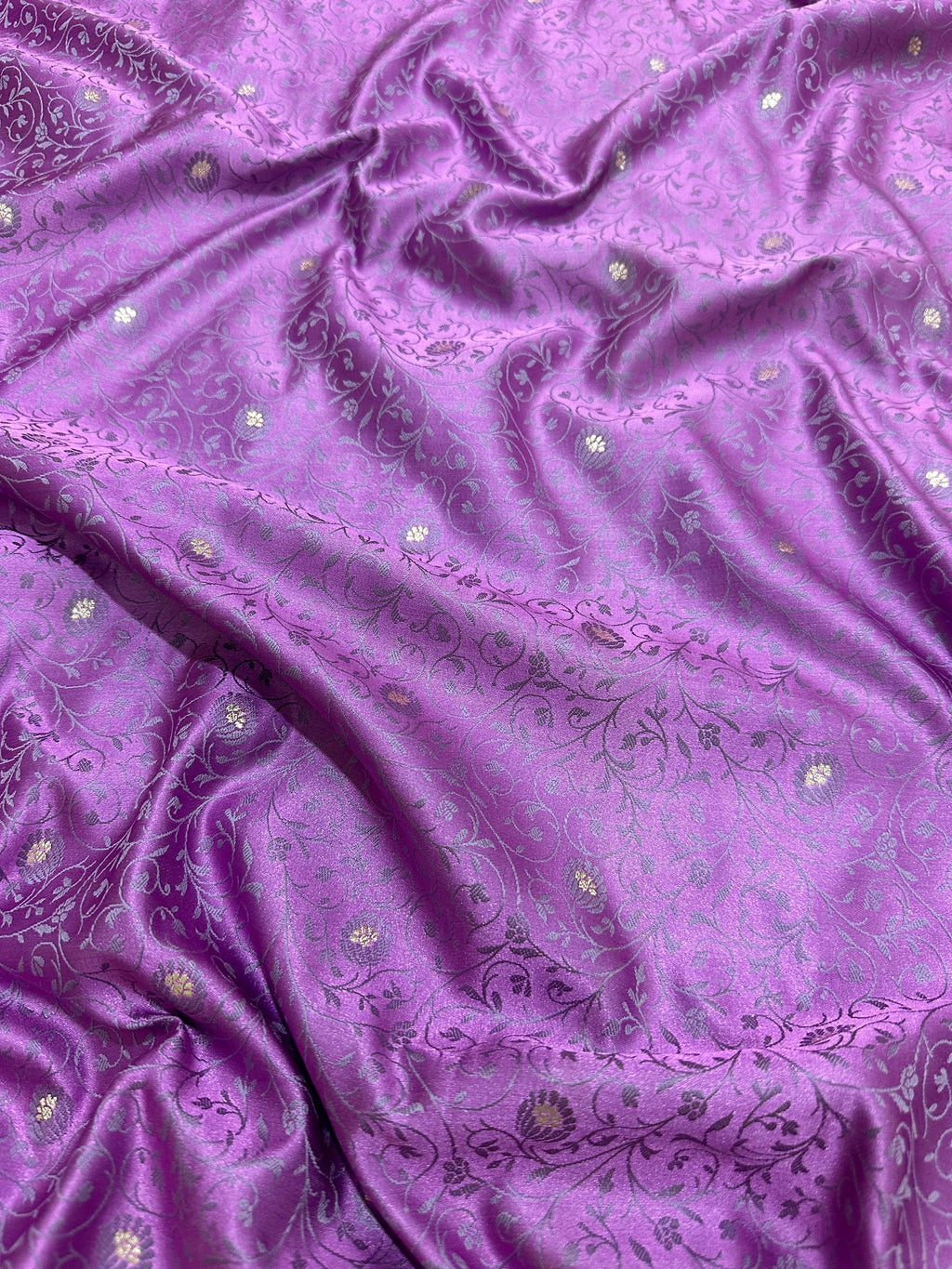 Purple Mashru Silk Tanchhoi Banarasi Zari Border Brocade Aanchal Saree