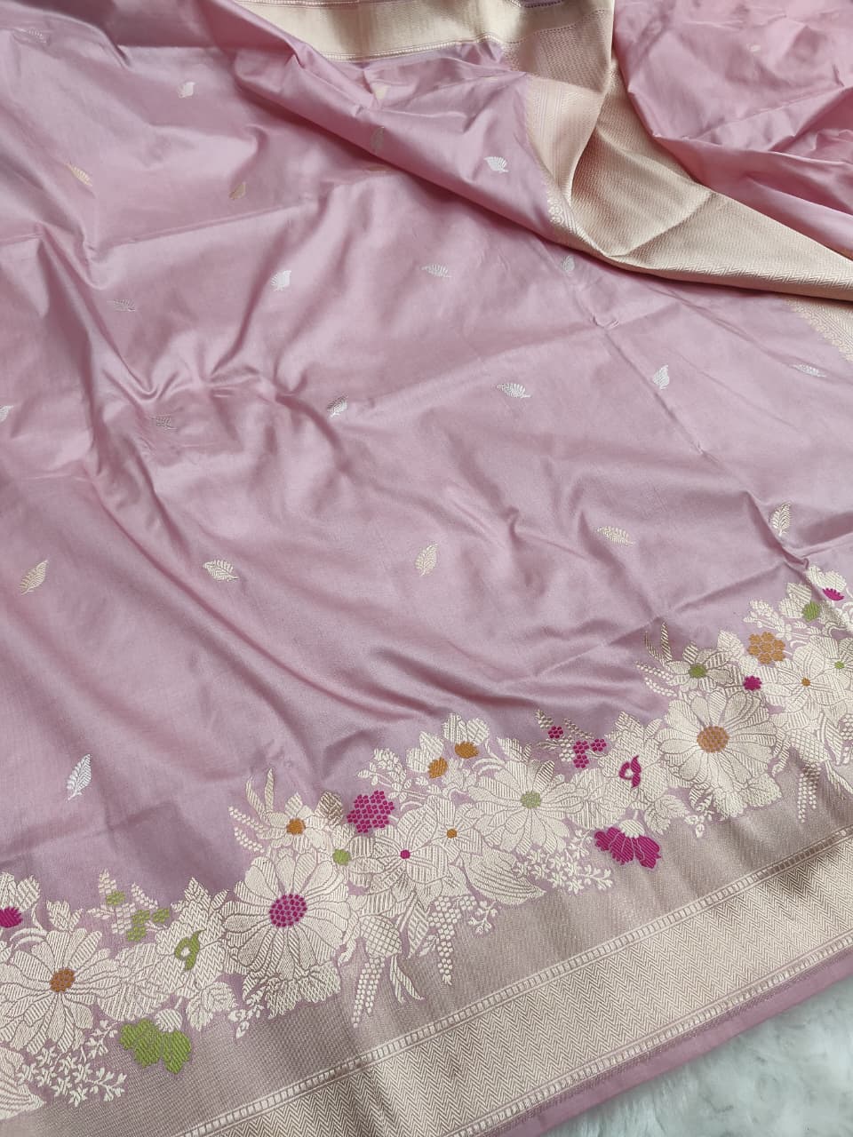 Pure Katan Silk Kadhwa Buta Banarasi Saree | Sona Rupa Zari & Tilfi Minakari | Pink