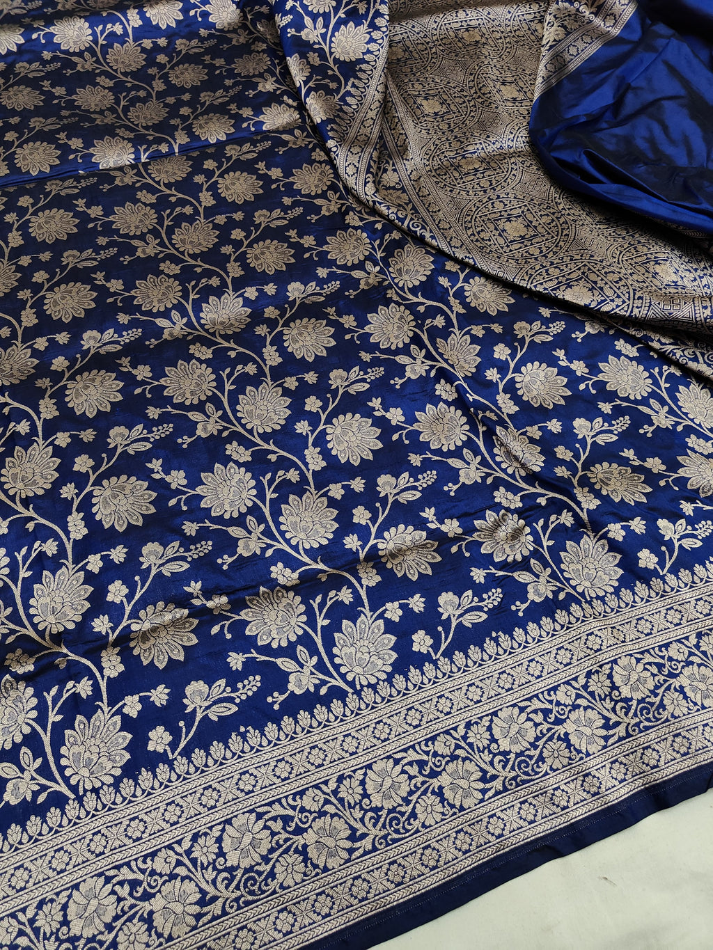 Pure Katan Silk Banarasi Saree with Jaal Work