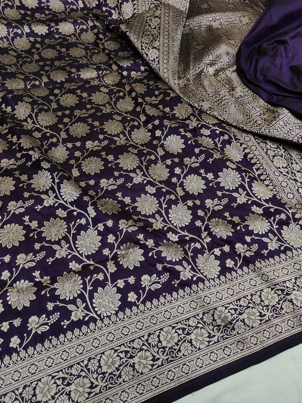 Pure Katan Silk Banarasi Saree with Jaal Work