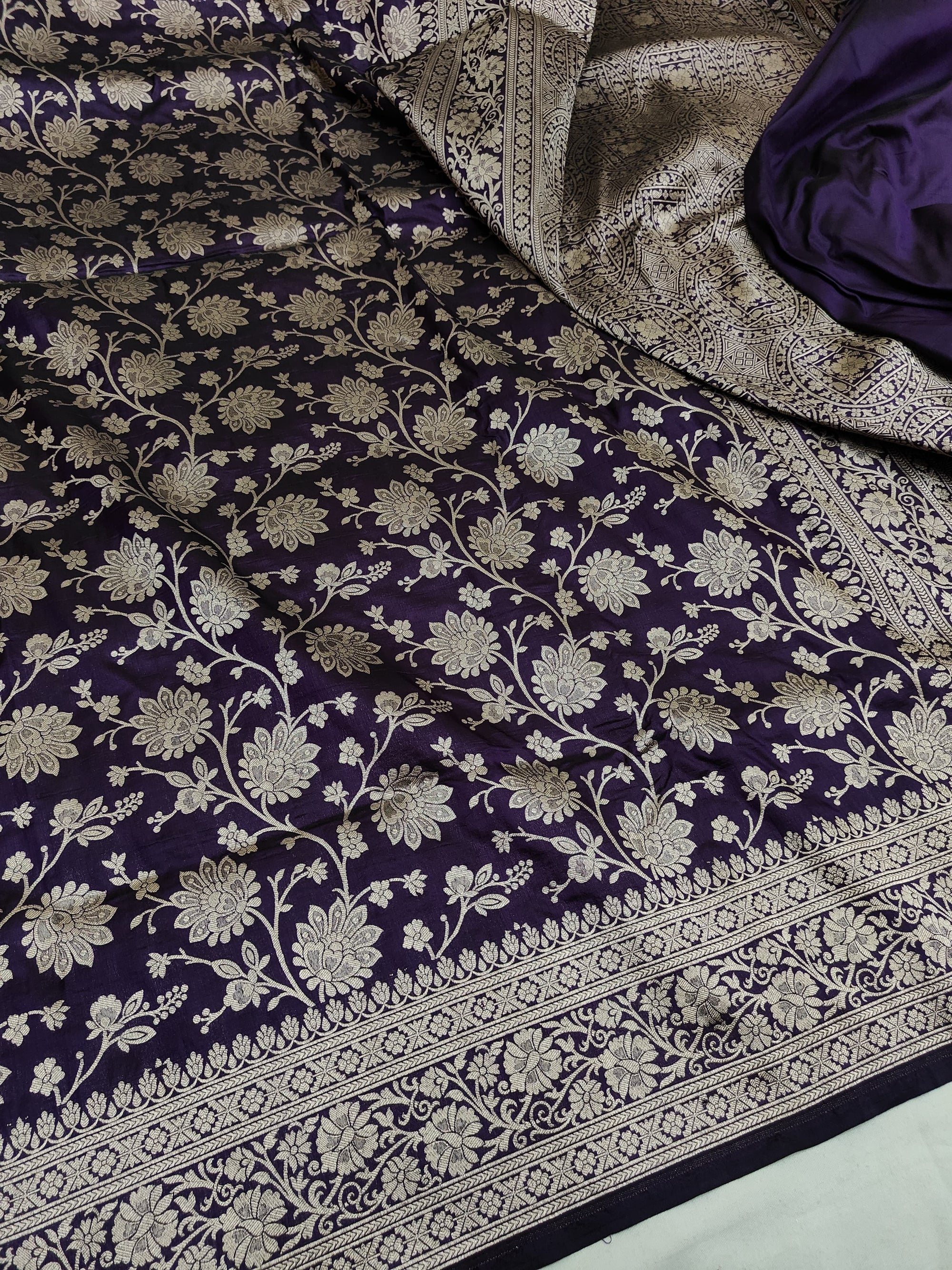 Pure Katan Silk Banarasi Saree with Jaal Work