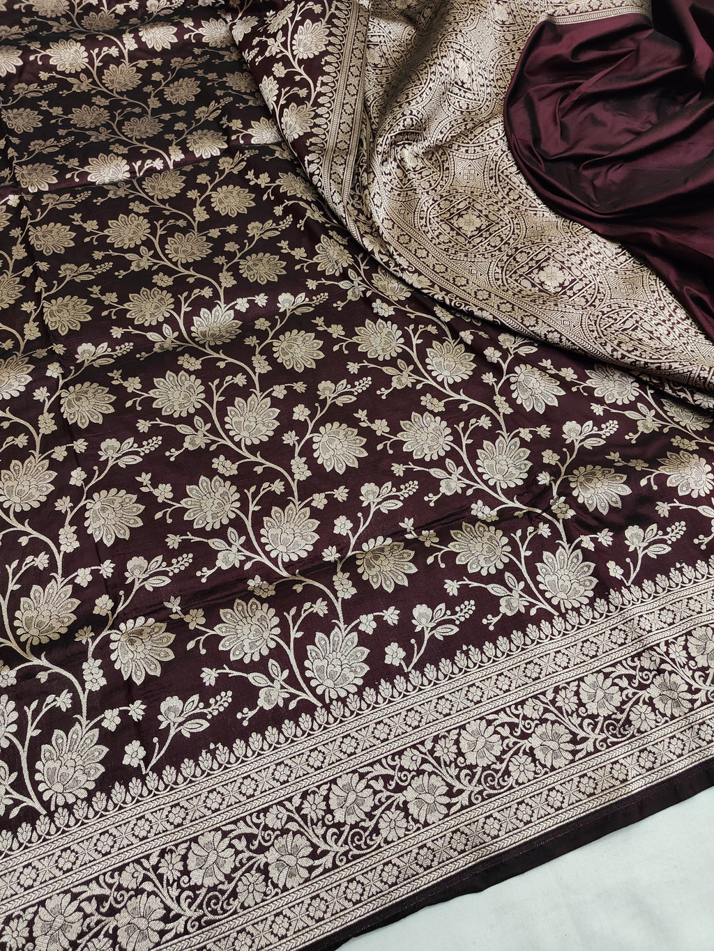 Pure Katan Silk Banarasi Saree with Jaal Work