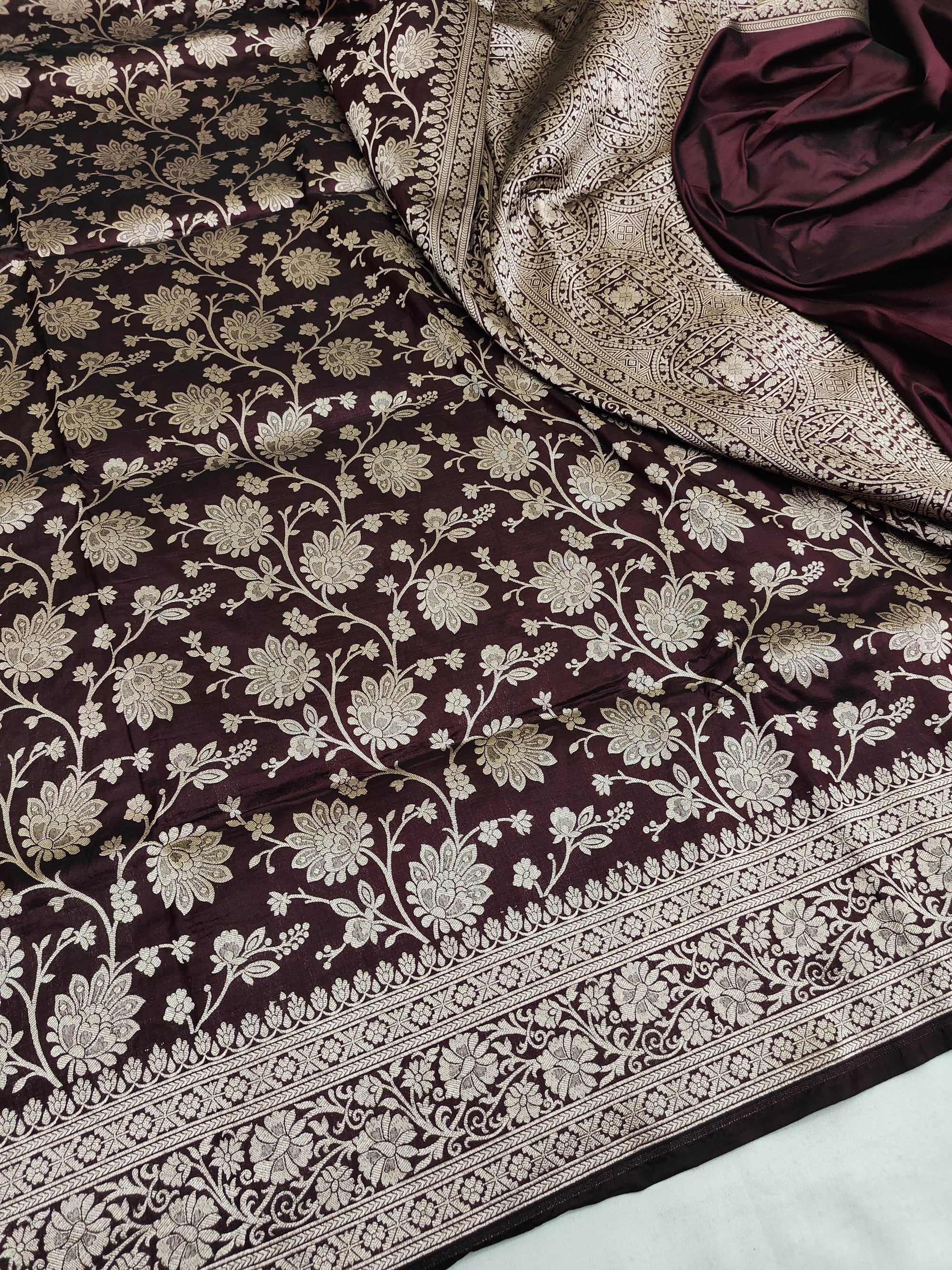 Pure Katan Silk Banarasi Saree with Jaal Work