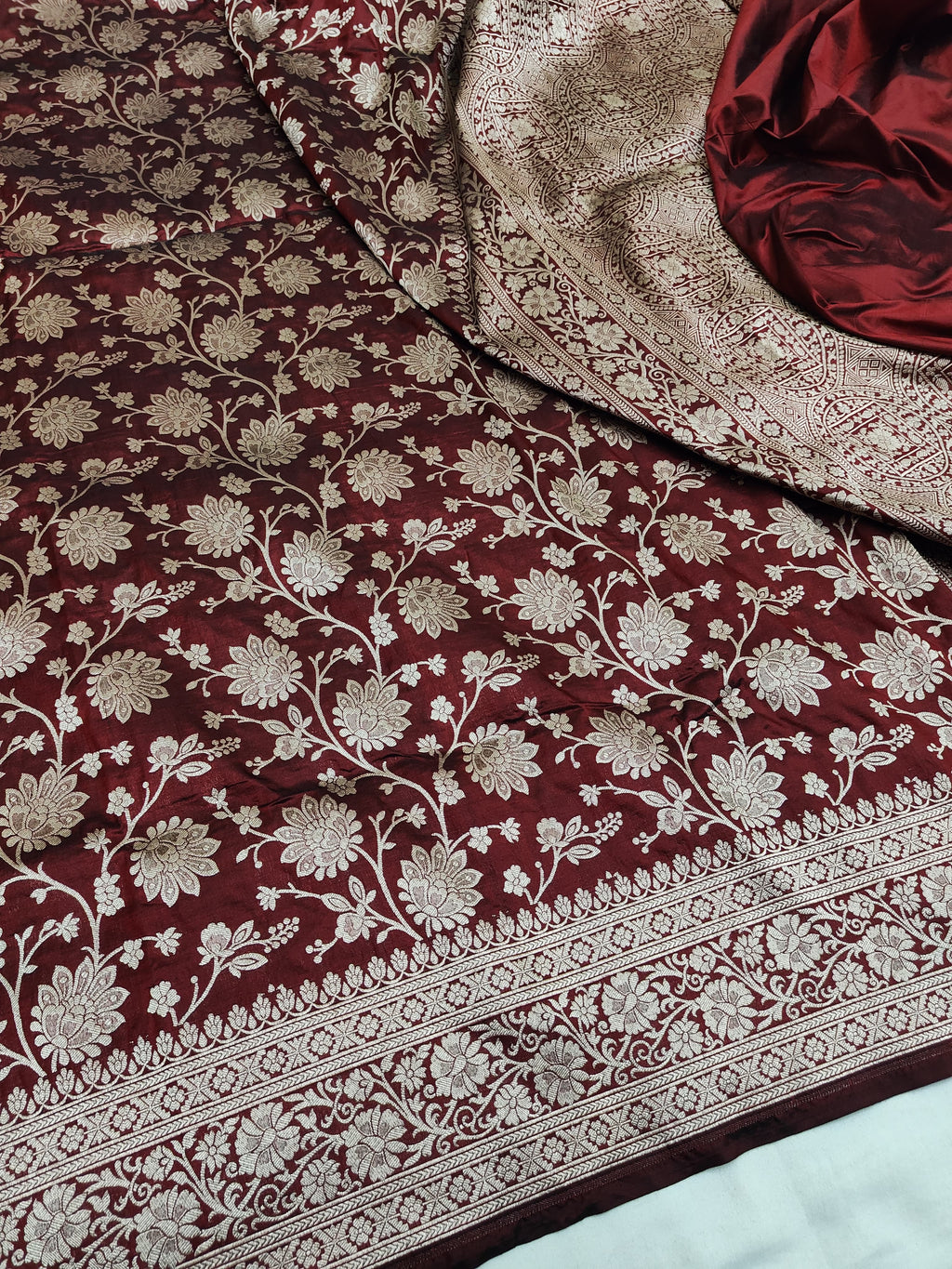 Pure Katan Silk Banarasi Saree with Jaal Work