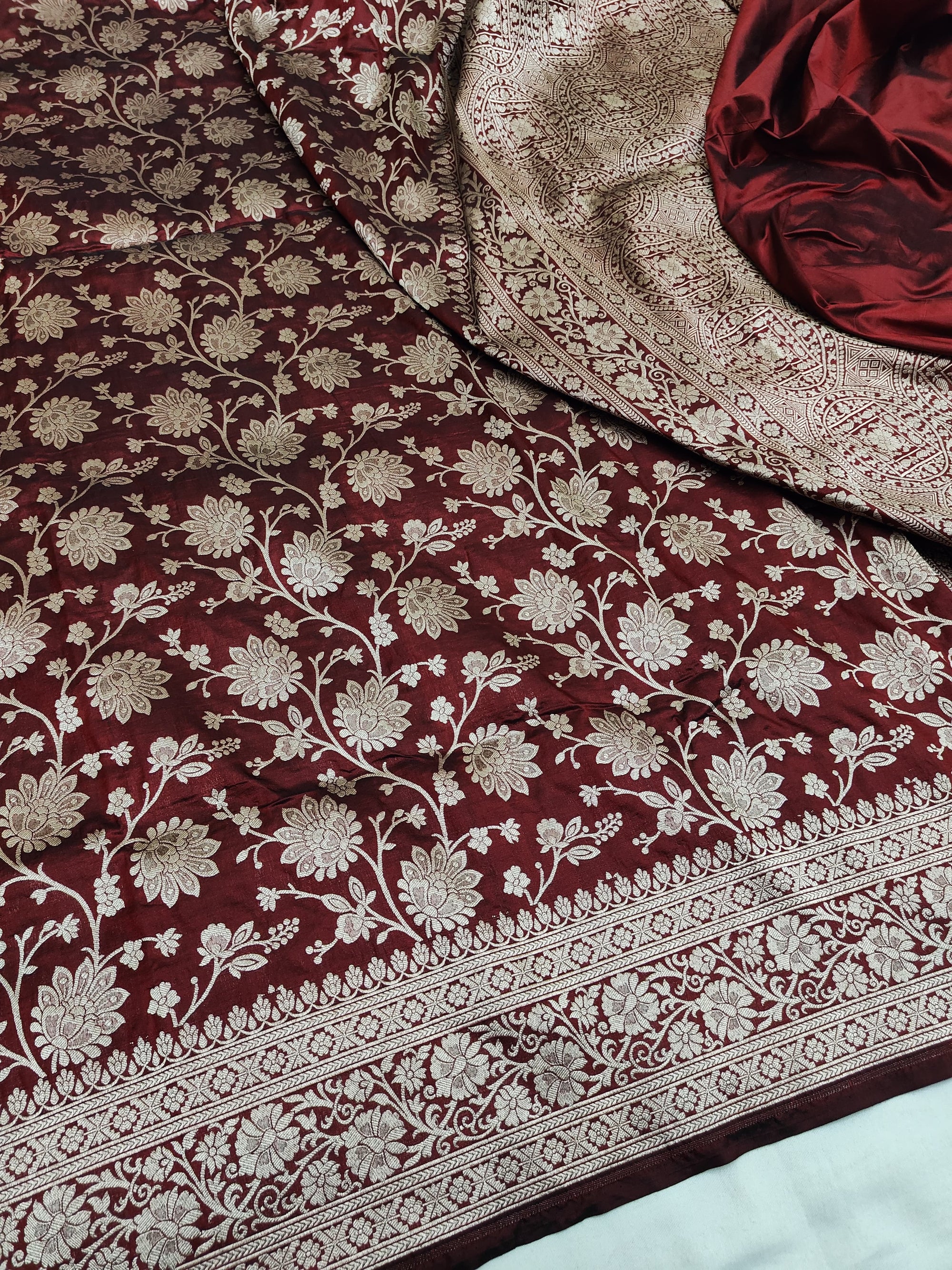 Pure Katan Silk Banarasi Saree with Jaal Work