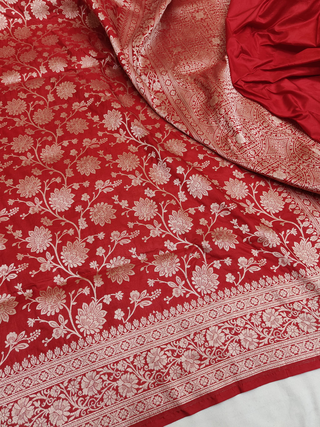 Pure Katan Silk Banarasi Saree with Jaal Work