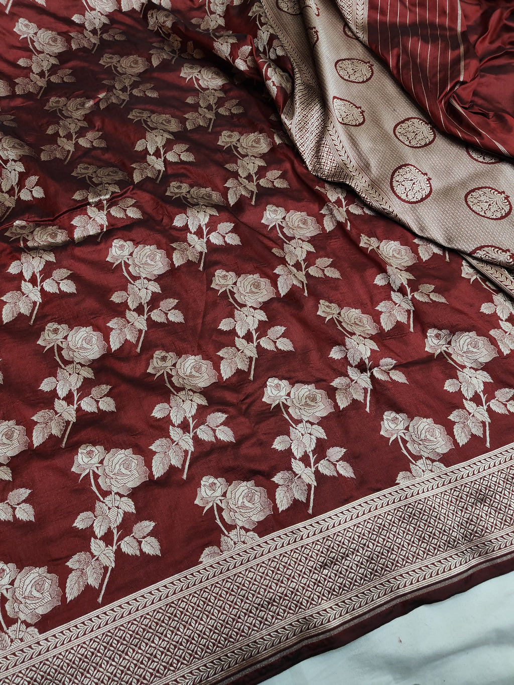 Pure Katan Silk Banarasi Saree with Jaal Work